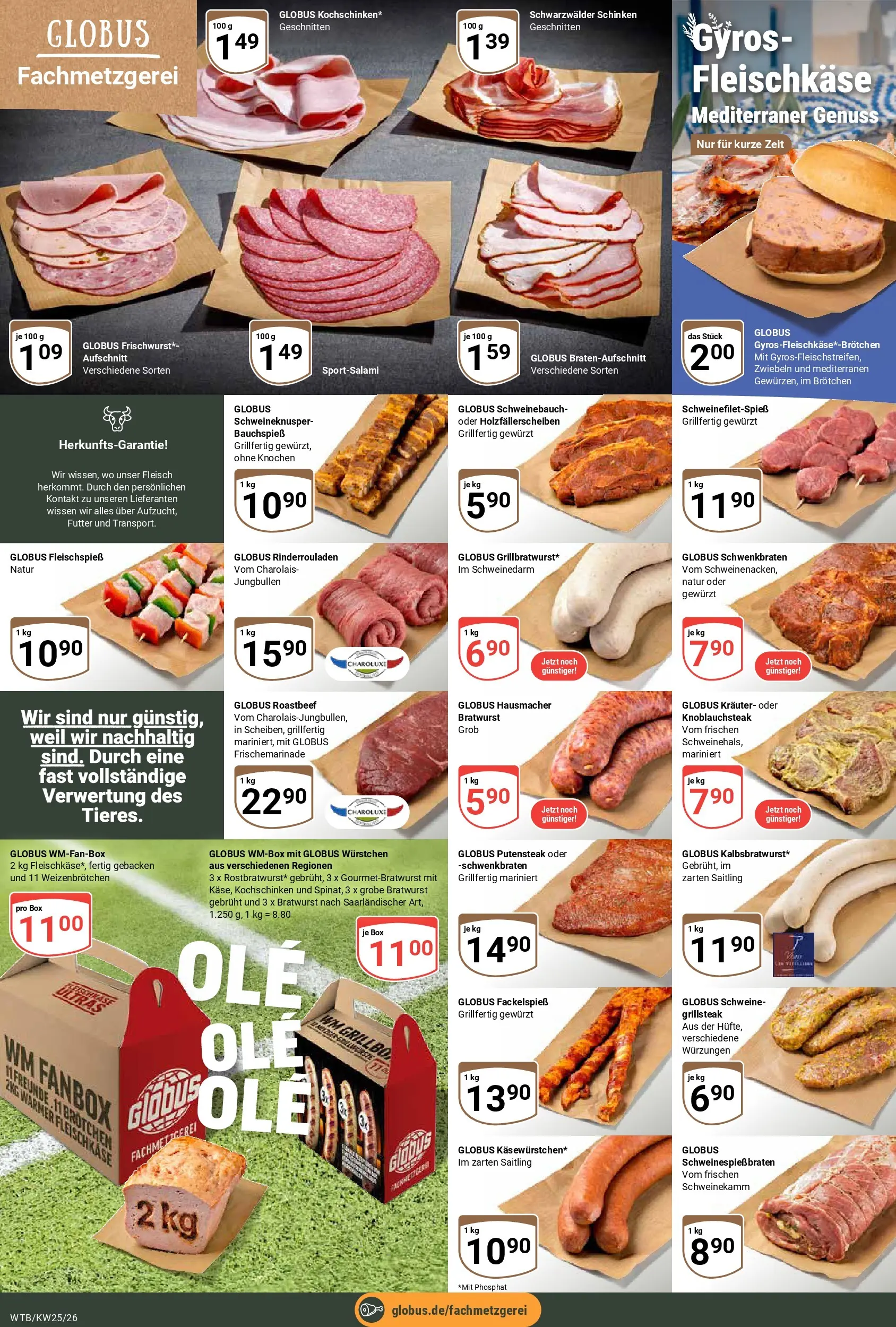 Globus Prospekt Wächtersbach (ab 15.06.2026) » Angebote online | Seite: 13 | Produkte: Schweinebauch, Gyros, Zwiebeln, Schinken