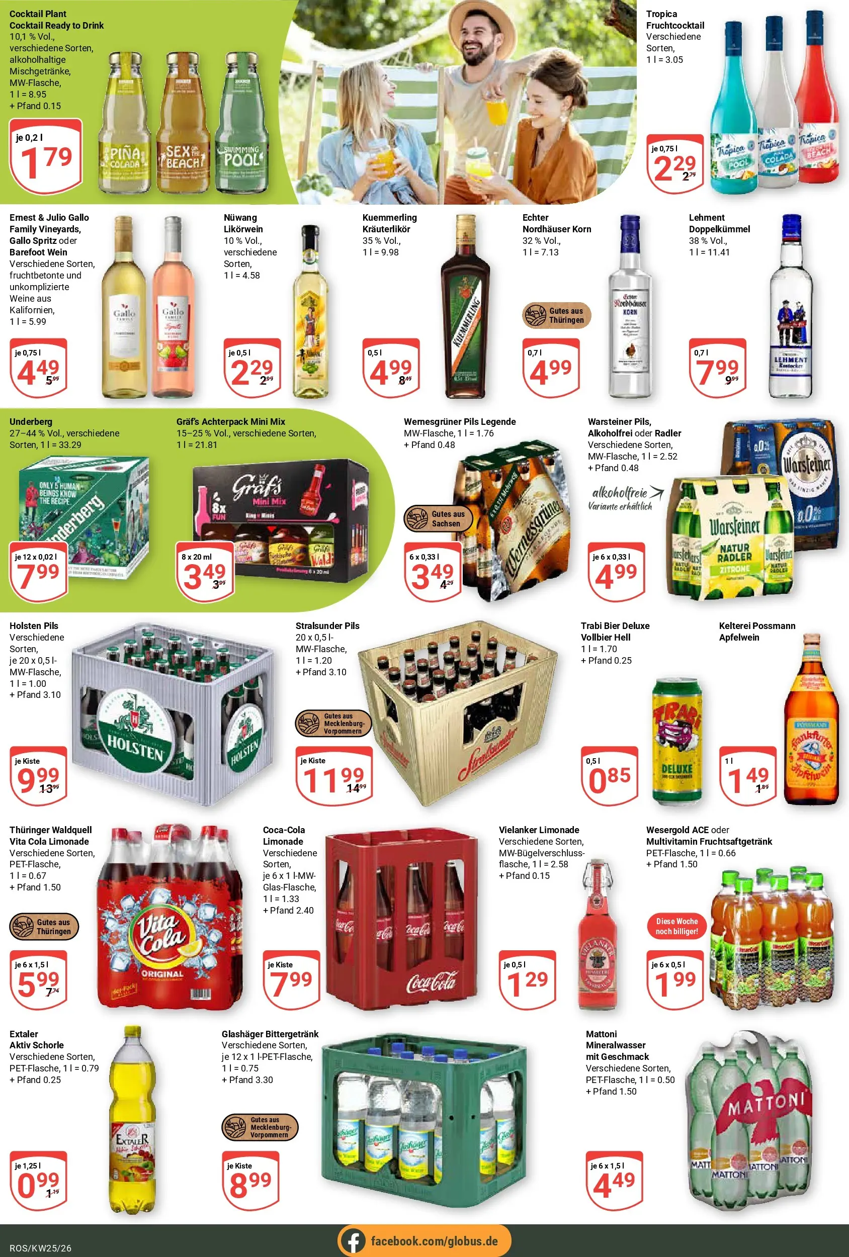 Globus Prospekt Lambrechtshagen (ab 15.06.2026) » Angebote online | Seite: 20 | Produkte: Limonade, Mineralwasser, Vita cola, Wein