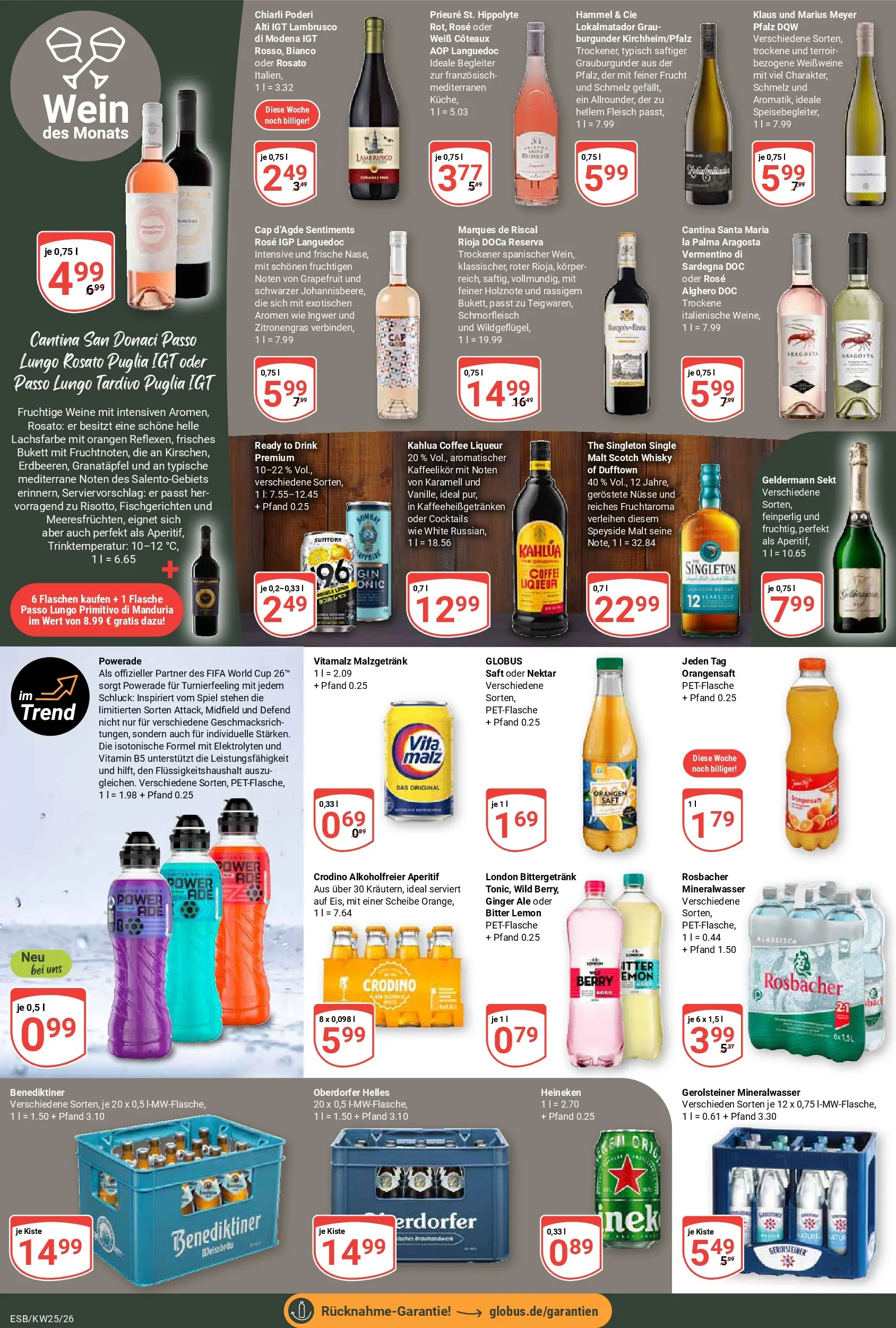 Globus Prospekt Eschborn (ab 15.06.2026) » Angebote online | Seite: 20 | Produkte: Spiel, Orangen, Heineken, Gerolsteiner
