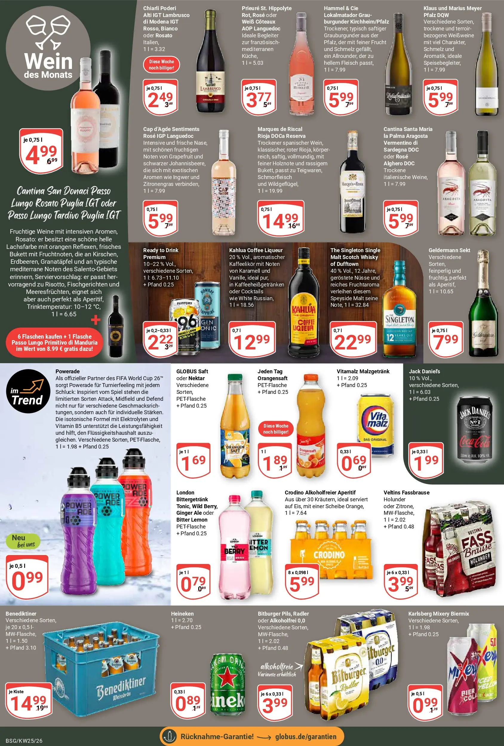 Globus Prospekt Braunschweig (ab 15.06.2026) » Angebote online | Seite: 20 | Produkte: Cola, Jack Daniel's, Heineken, Powerade
