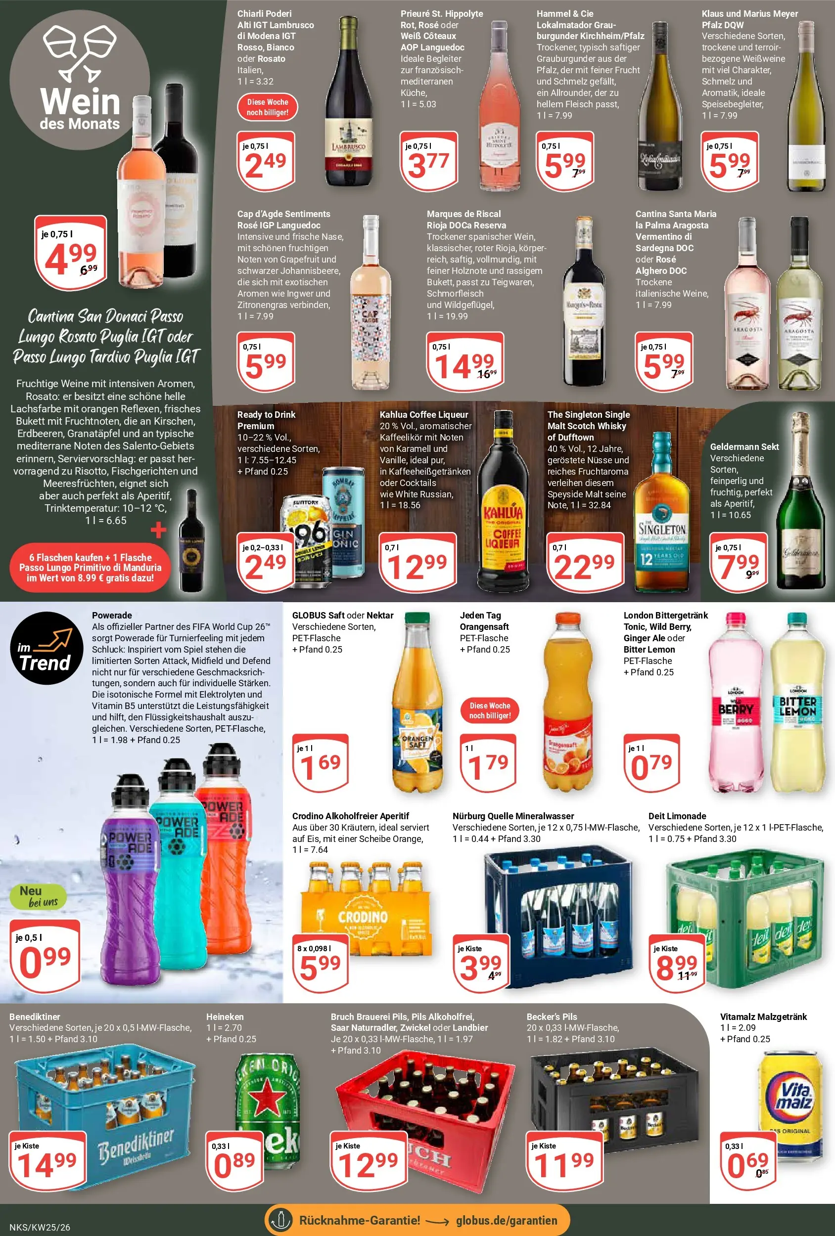 Globus Prospekt Neunkirchen (ab 15.06.2026) » Angebote online | Seite: 20 | Produkte: Spiel, Mineralwasser, Powerade, Nüsse