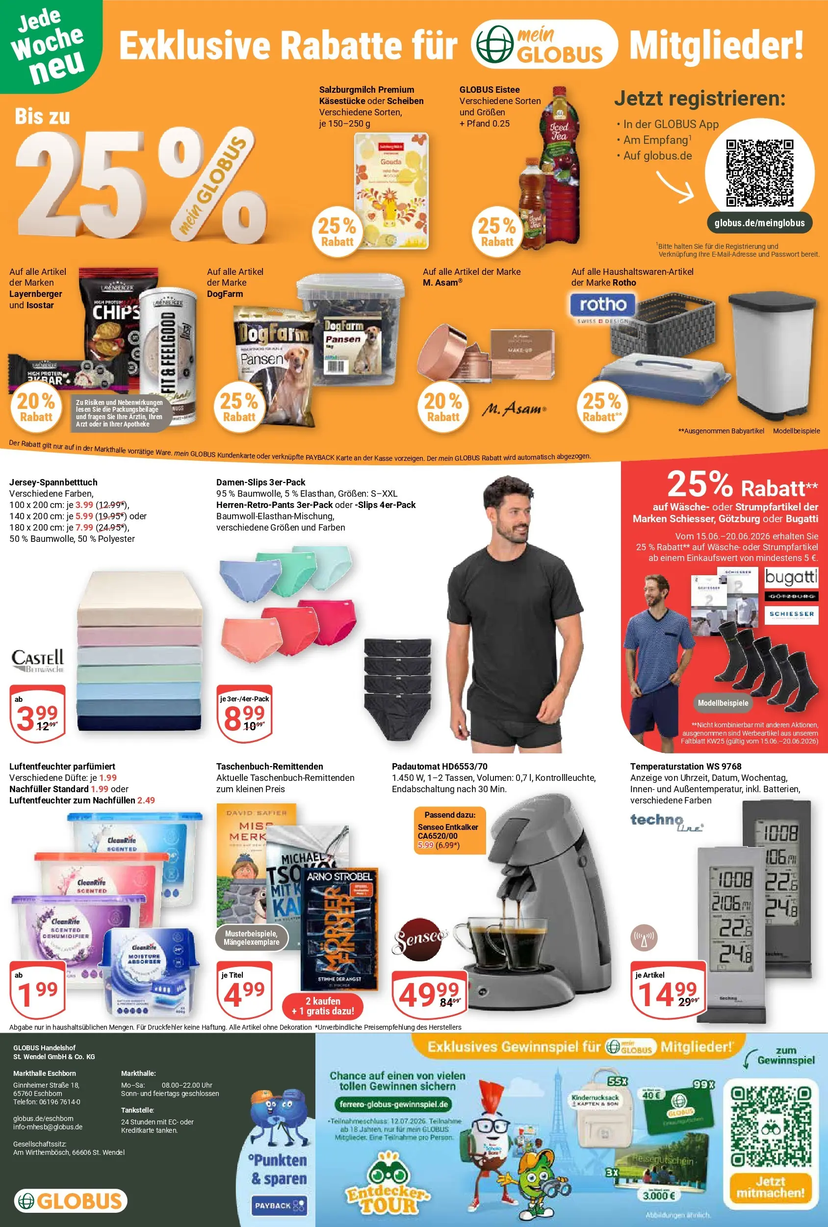 Globus Prospekt Eschborn (ab 15.06.2026) » Angebote online | Seite: 25 | Produkte: Senseo, Chips, Telefon, Uhr
