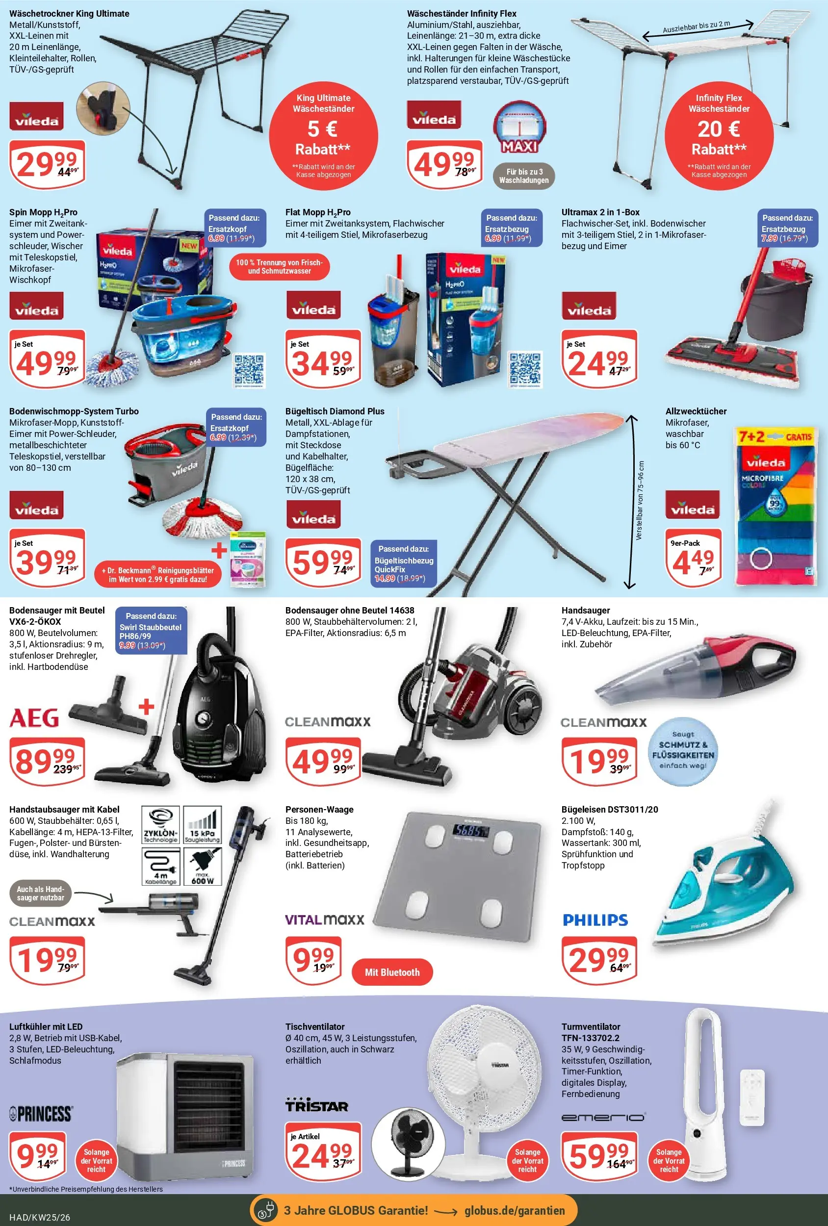 Globus Prospekt Halle (saale) (ab 15.06.2026) » Angebote online | Seite: 24 | Produkte: Philips, Bügeleisen, Steckdose, Waschestander