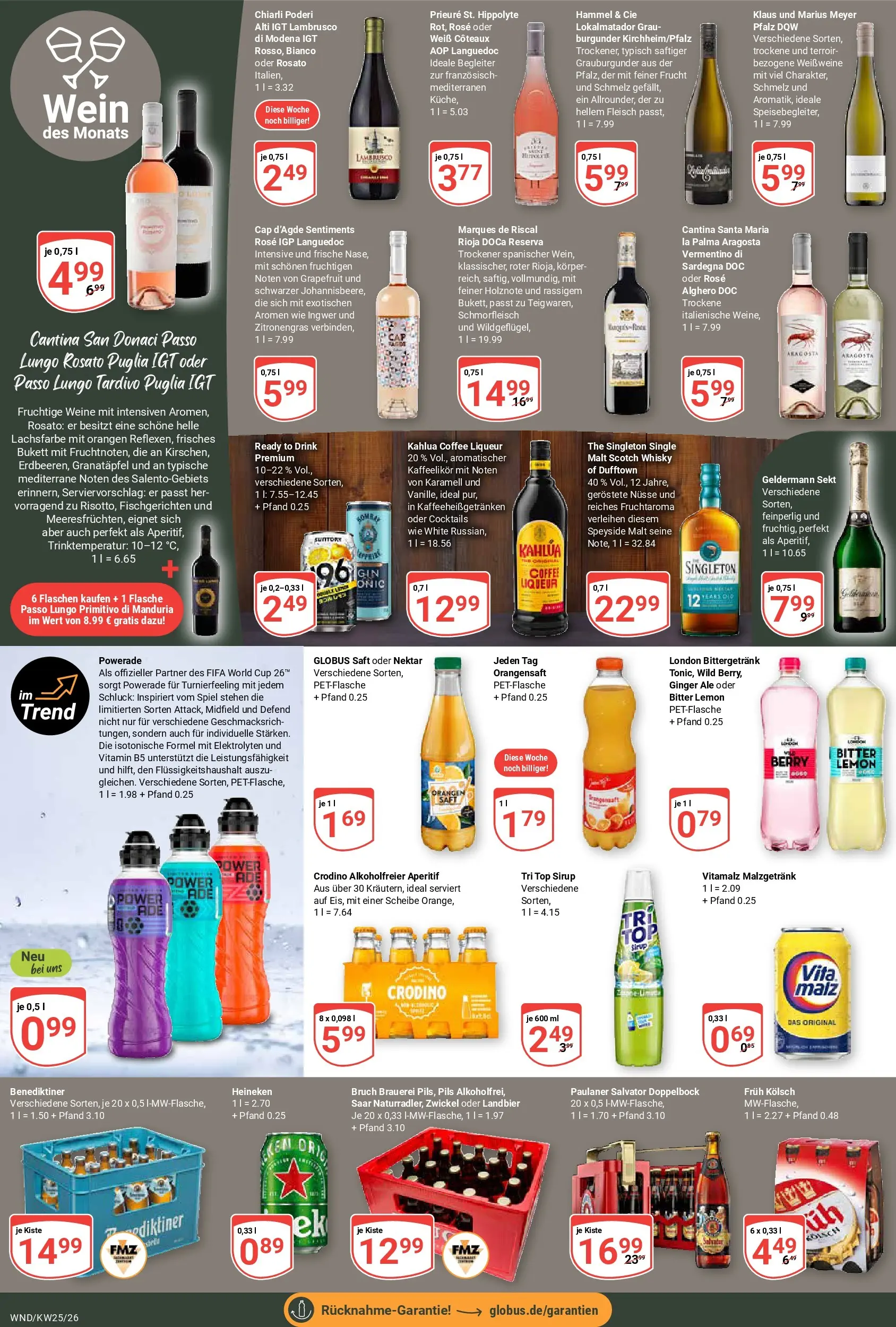 Globus Prospekt St. Wendel (ab 14.06.2026) » Angebote online | Seite: 20 | Produkte: Whisky, Heineken, Grapefruit, Paulaner
