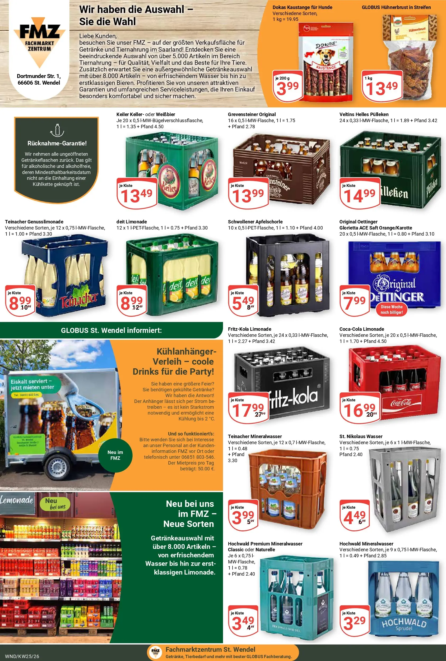 Globus Prospekt St. Wendel (ab 14.06.2026) » Angebote online | Seite: 23 | Produkte: Limonade, Oettinger, Mineralwasser, Veltins