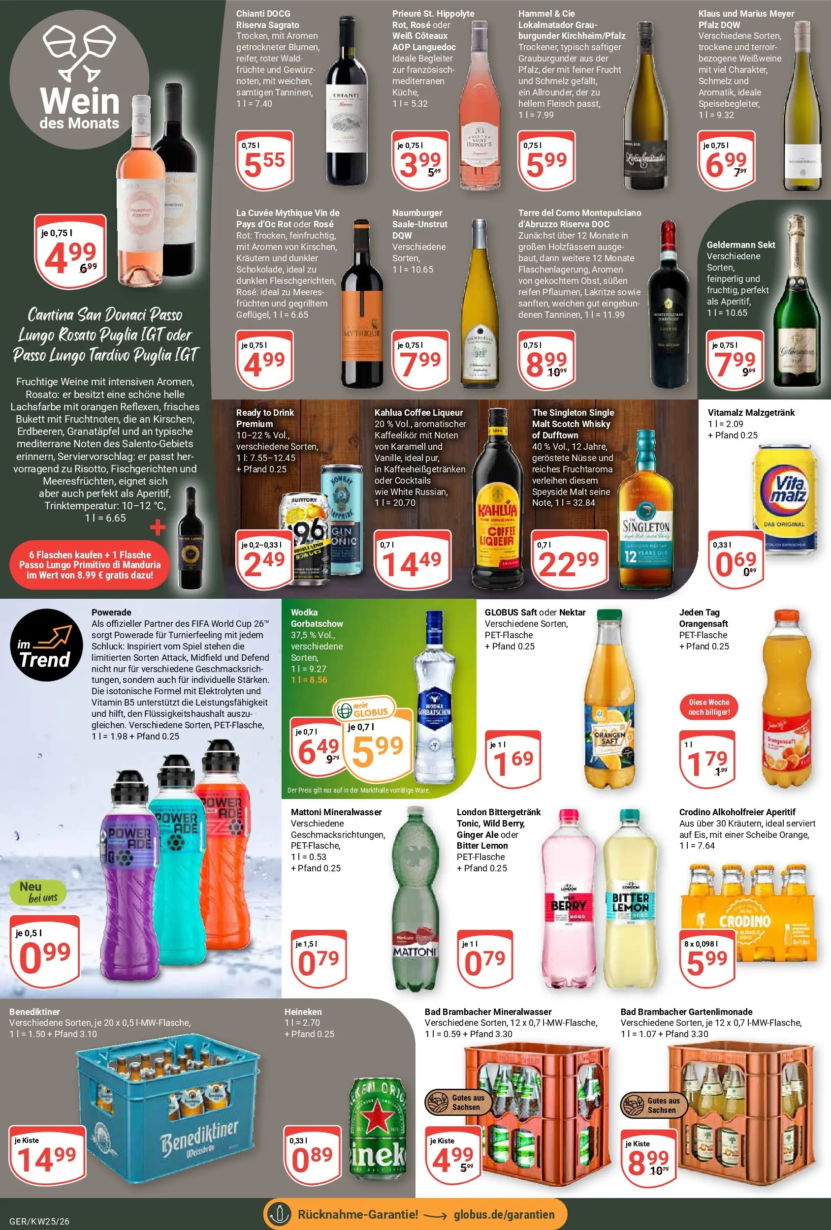 Globus Prospekt Gera (ab 15.06.2026) » Angebote online | Seite: 18 | Produkte: Orangen, Mineralwasser, Saft, Fleisch