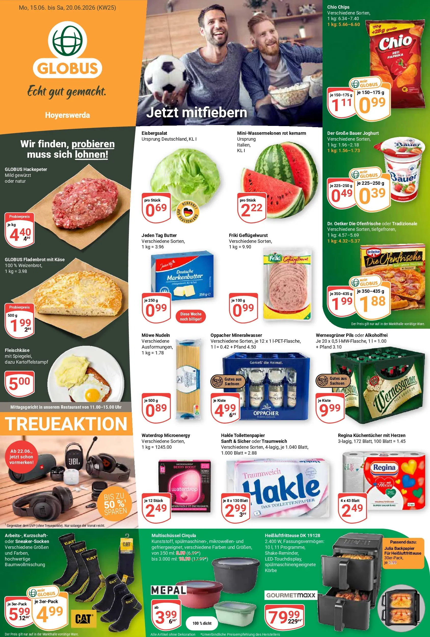 Globus Prospekt Hoyerswerda (ab 15.06.2026) » Angebote online | Seite: 1 | Produkte: Bauer joghurt, Mineralwasser, Fritteuse, Toilettenpapier