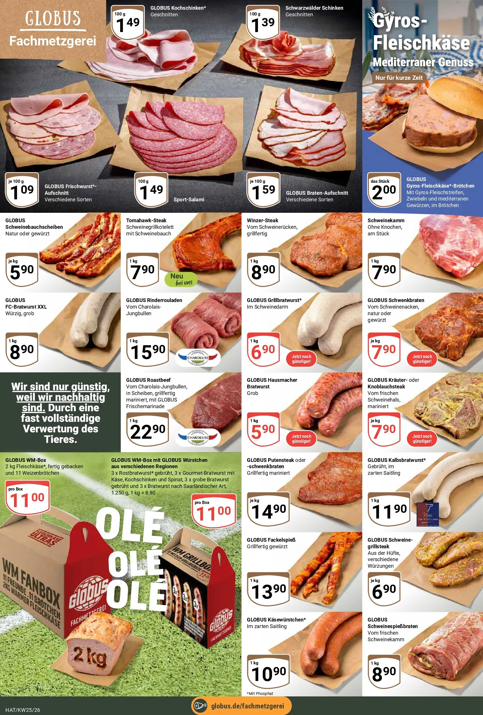 Globus Prospekt Hattersheim (ab 15.06.2026) » Angebote online | Seite: 13 | Produkte: Schweinebauch, Bratwurst, Gyros, Schinken