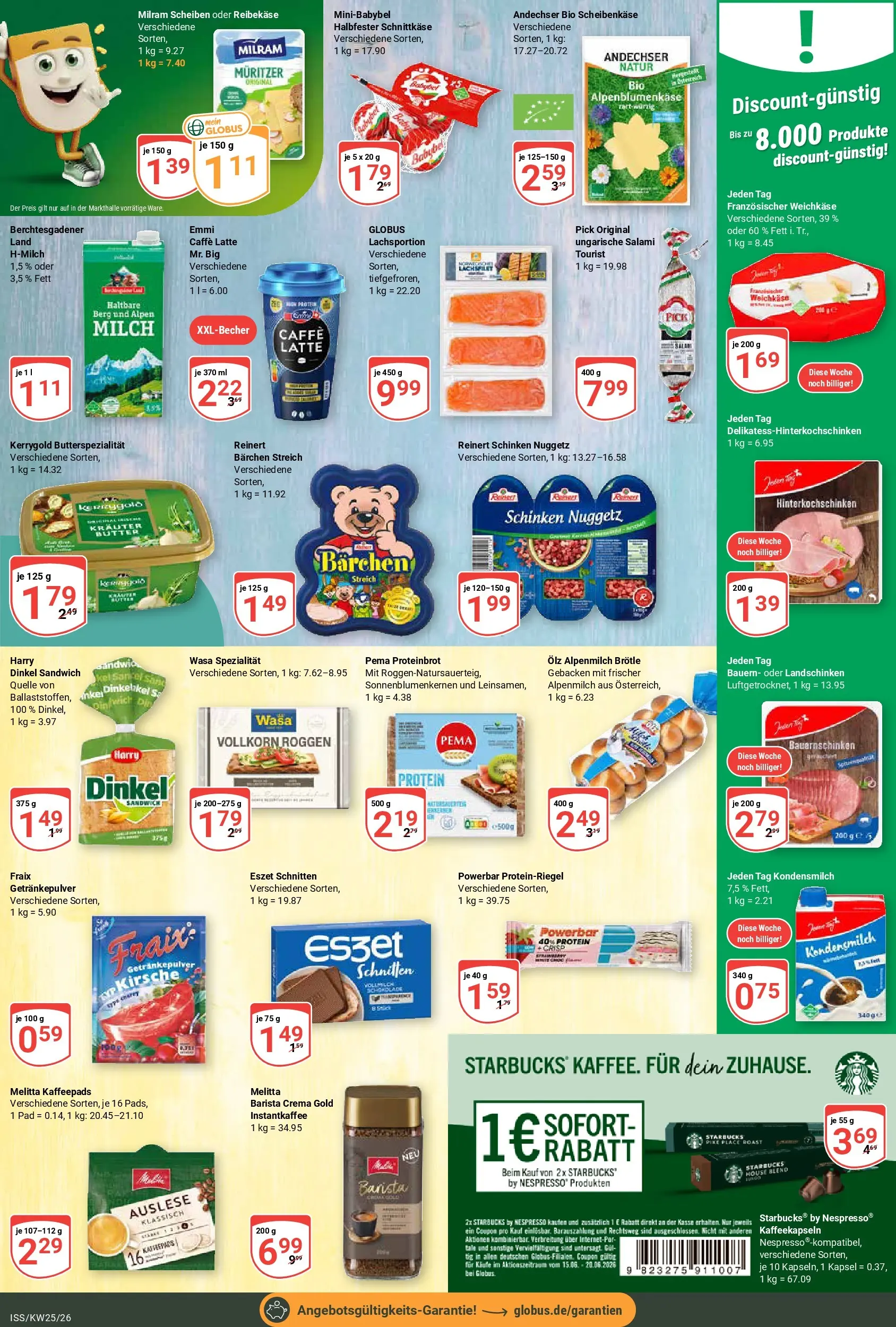 Globus Prospekt Isserstedt (ab 15.06.2026) » Angebote online | Seite: 11 | Produkte: Melitta, Milch, Starbucks, Salami
