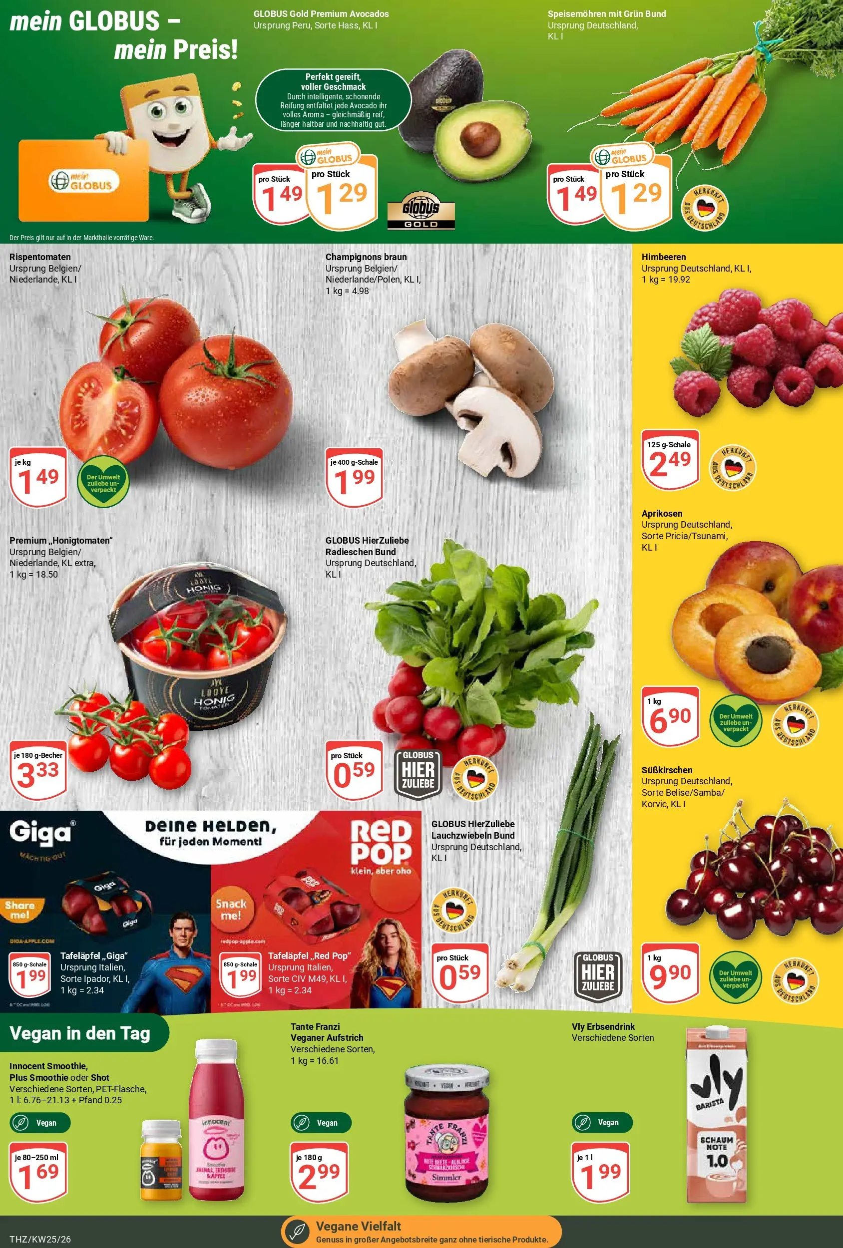 Globus Prospekt Zeitz (ab 15.06.2026) » Angebote online | Seite: 4 | Produkte: Himbeeren, Avocado, Champignons