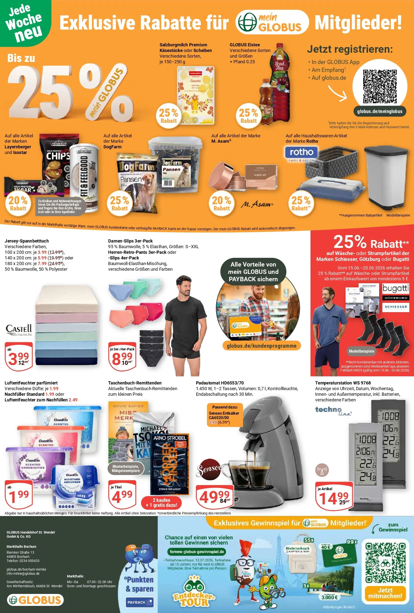 Globus Prospekt Bochum-Riemke (ab 15.06.2026) » Angebote online | Seite: 19 | Produkte: Senseo, Gouda, Chips, Uhr