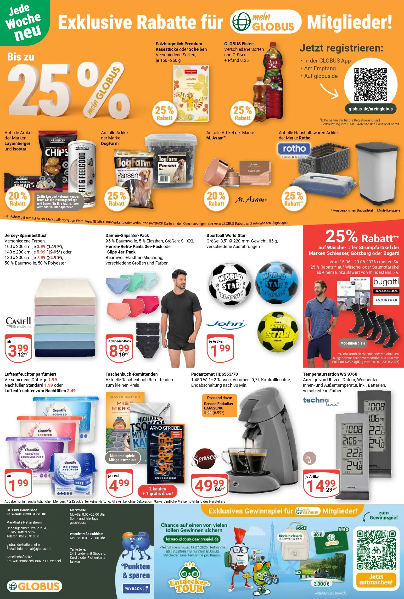 Globus Prospekt Hattersheim (ab 15.06.2026) » Angebote online | Seite: 25 | Produkte: Gouda, Chips, Telefon, Uhr