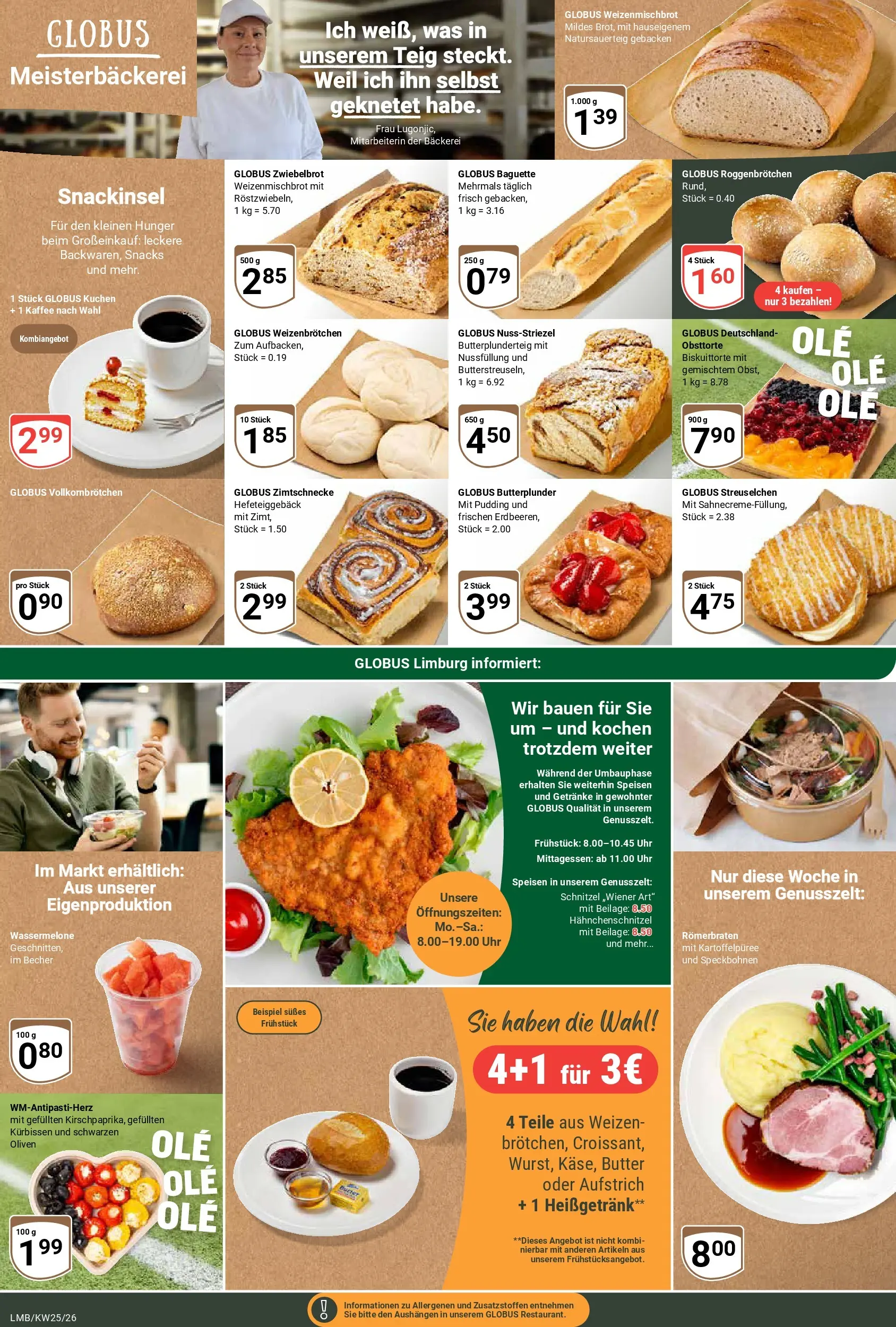 Globus Prospekt Limburg (ab 15.06.2026) » Angebote online | Seite: 12 | Produkte: Bäckerei, Schnitzel, Wassermelone, Kuchen