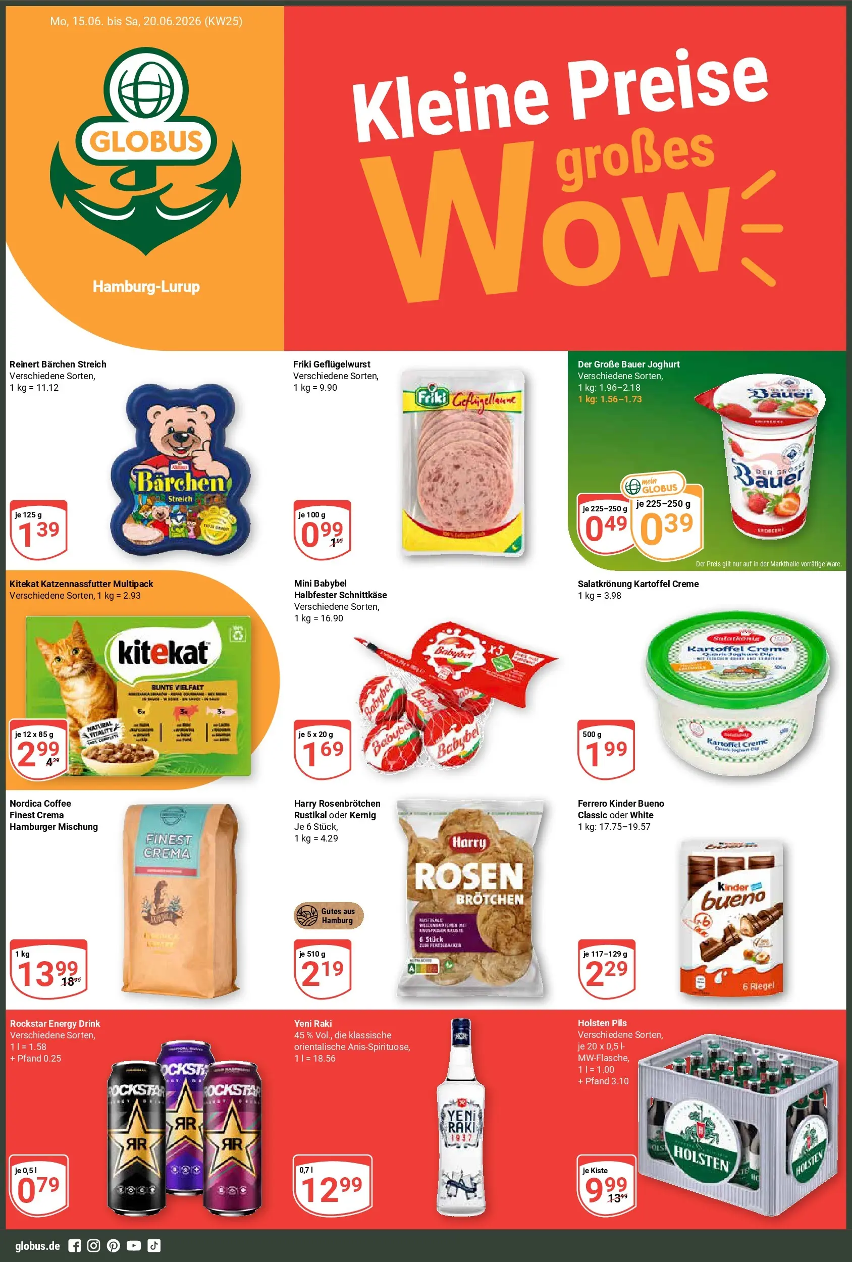 Globus Prospekt Hamburg (ab 15.06.2026) » Angebote online | Seite: 1 | Produkte: Energy, Bauer joghurt, Kinder bueno, Creme