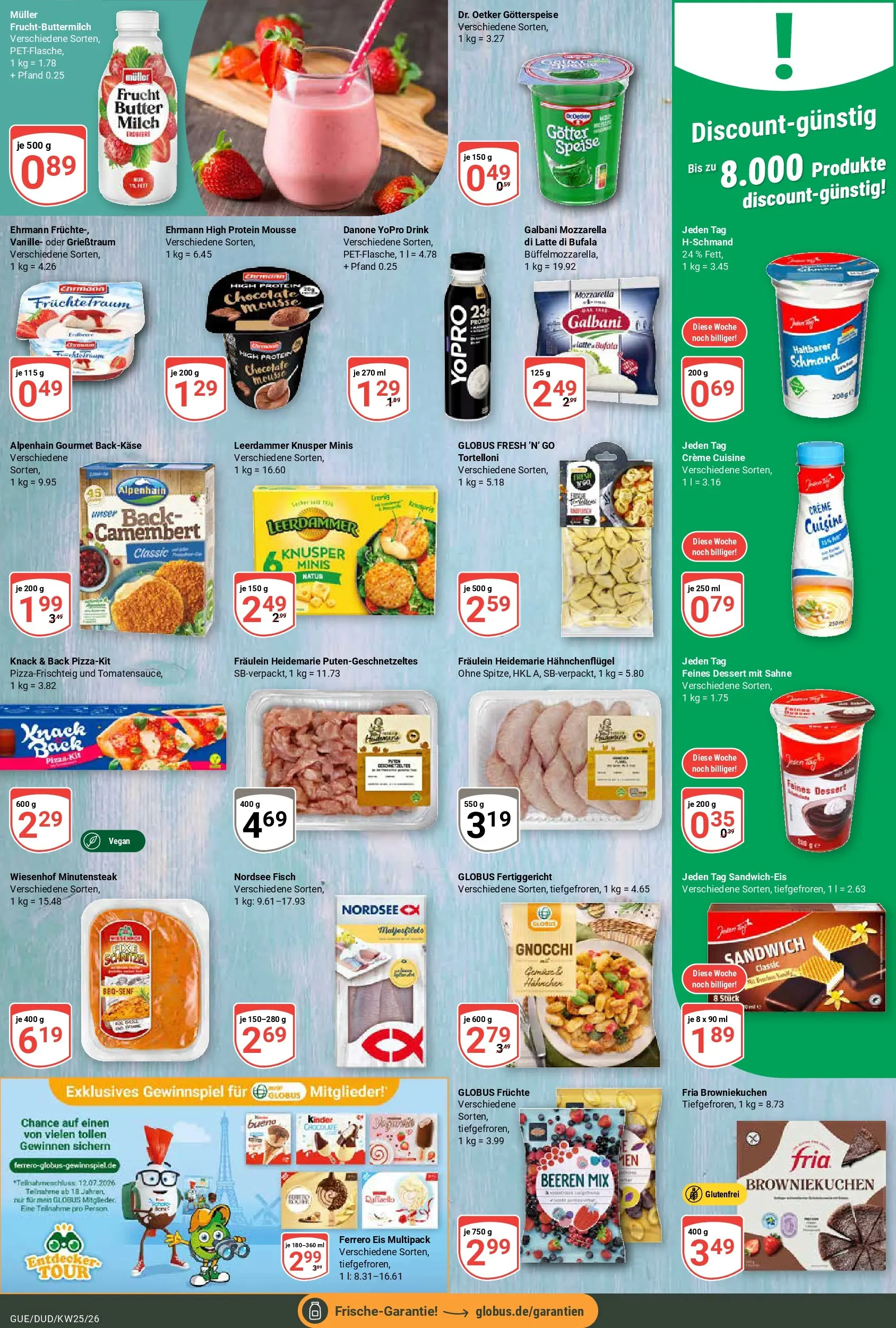 Globus Prospekt Saarbrücken-Dudweiler (ab 14.06.2026) » Angebote online | Seite: 15 | Produkte: Milch, Leerdammer, Pizza, Sahne