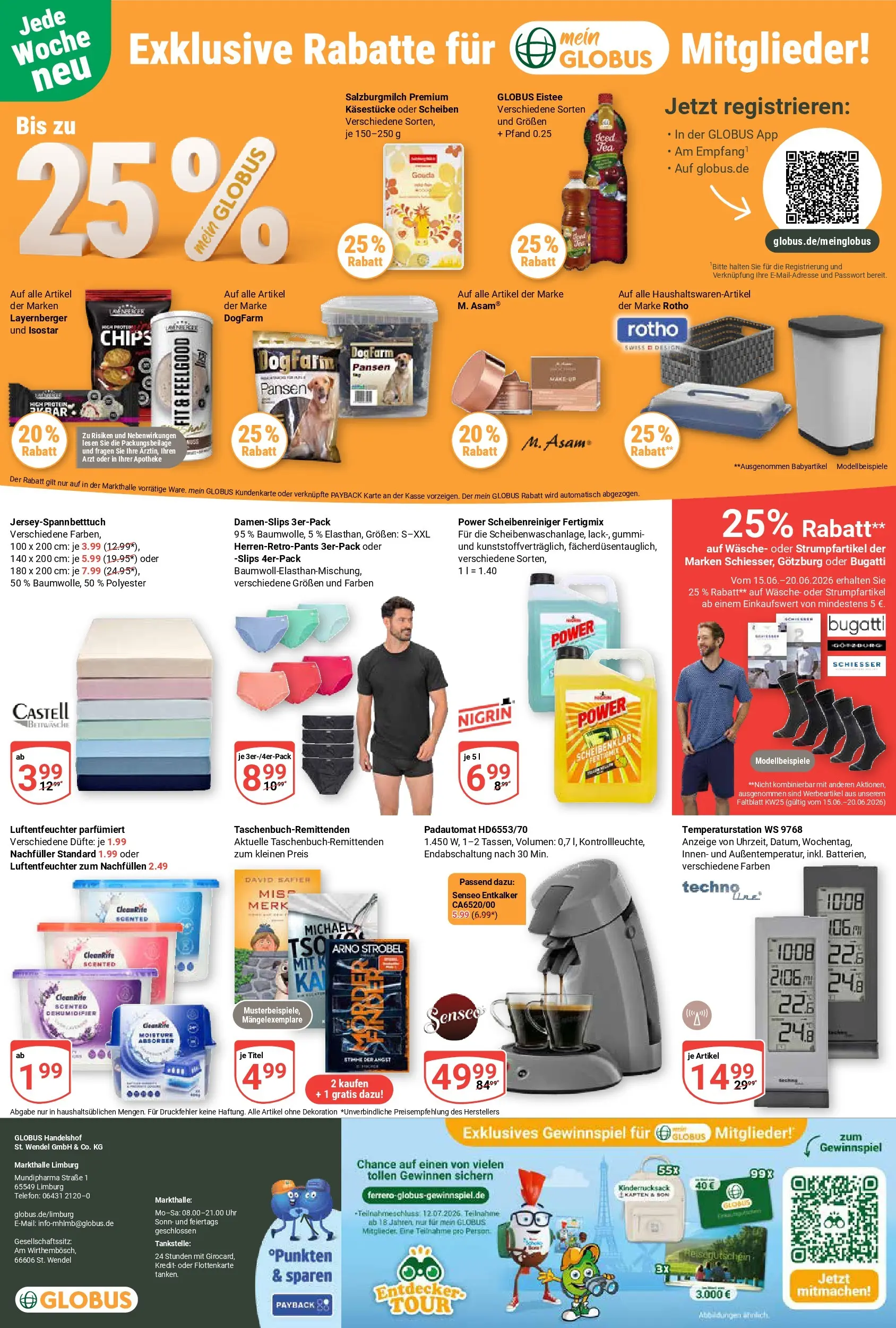 Globus Prospekt Limburg (ab 15.06.2026) » Angebote online | Seite: 29 | Produkte: Senseo, Gouda, Chips, Uhr
