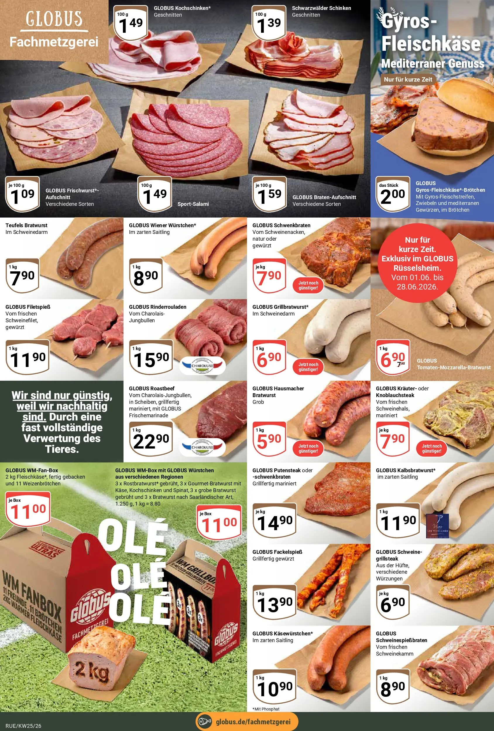 Globus Prospekt Rüsselsheim (ab 15.06.2026) » Angebote online | Seite: 13 | Produkte: Rinderrouladen, Box, Roastbeef, Schinken
