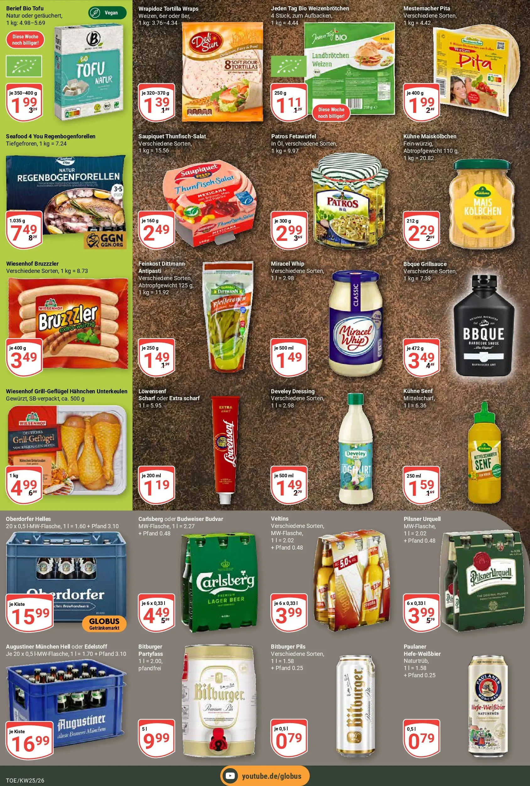 Globus Prospekt Tönisvorst (ab 14.06.2026) » Angebote online | Seite: 13 | Produkte: Hahnchen, Carlsberg, Budweiser, Veltins