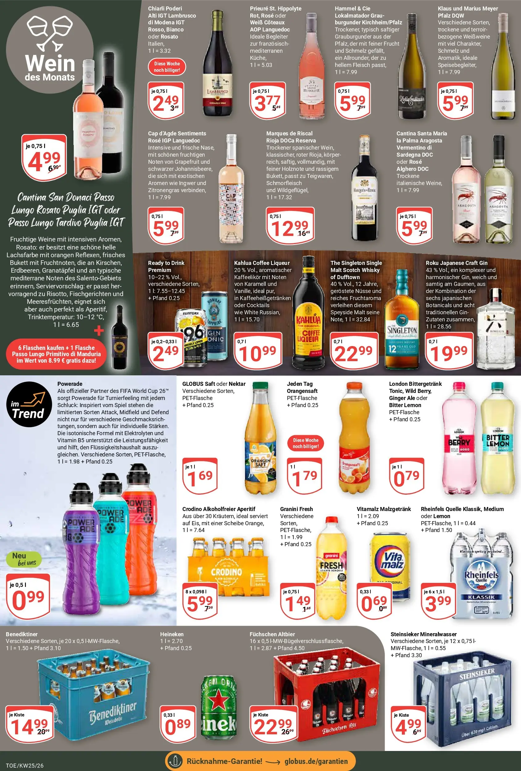 Globus Prospekt Tönisvorst (ab 14.06.2026) » Angebote online | Seite: 16 | Produkte: Spiel, Whisky, Orangen, Wein