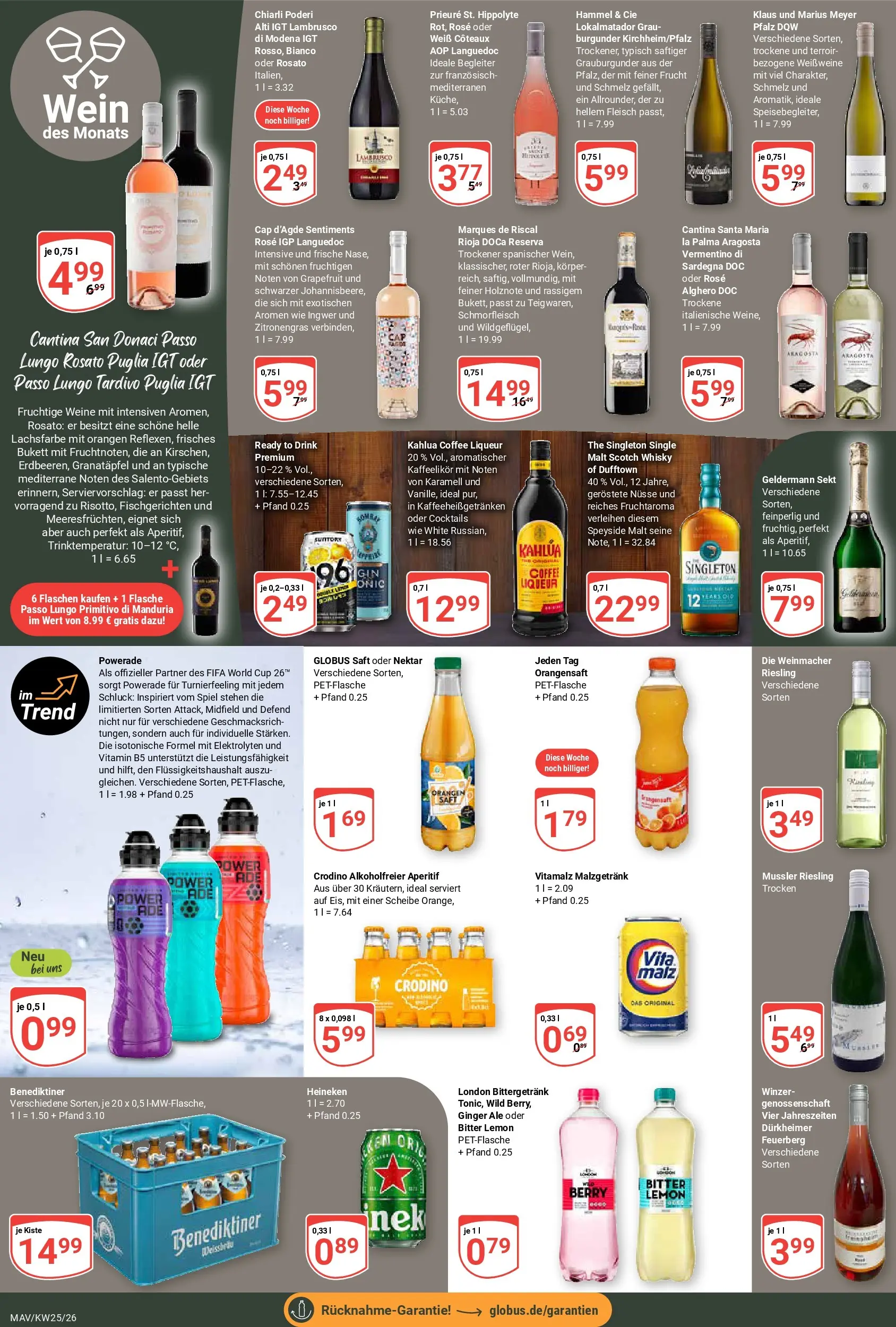 Globus Prospekt Mannheim (ab 14.06.2026) » Angebote online | Seite: 18 | Produkte: Sekt, Orangen, Saft, Wein