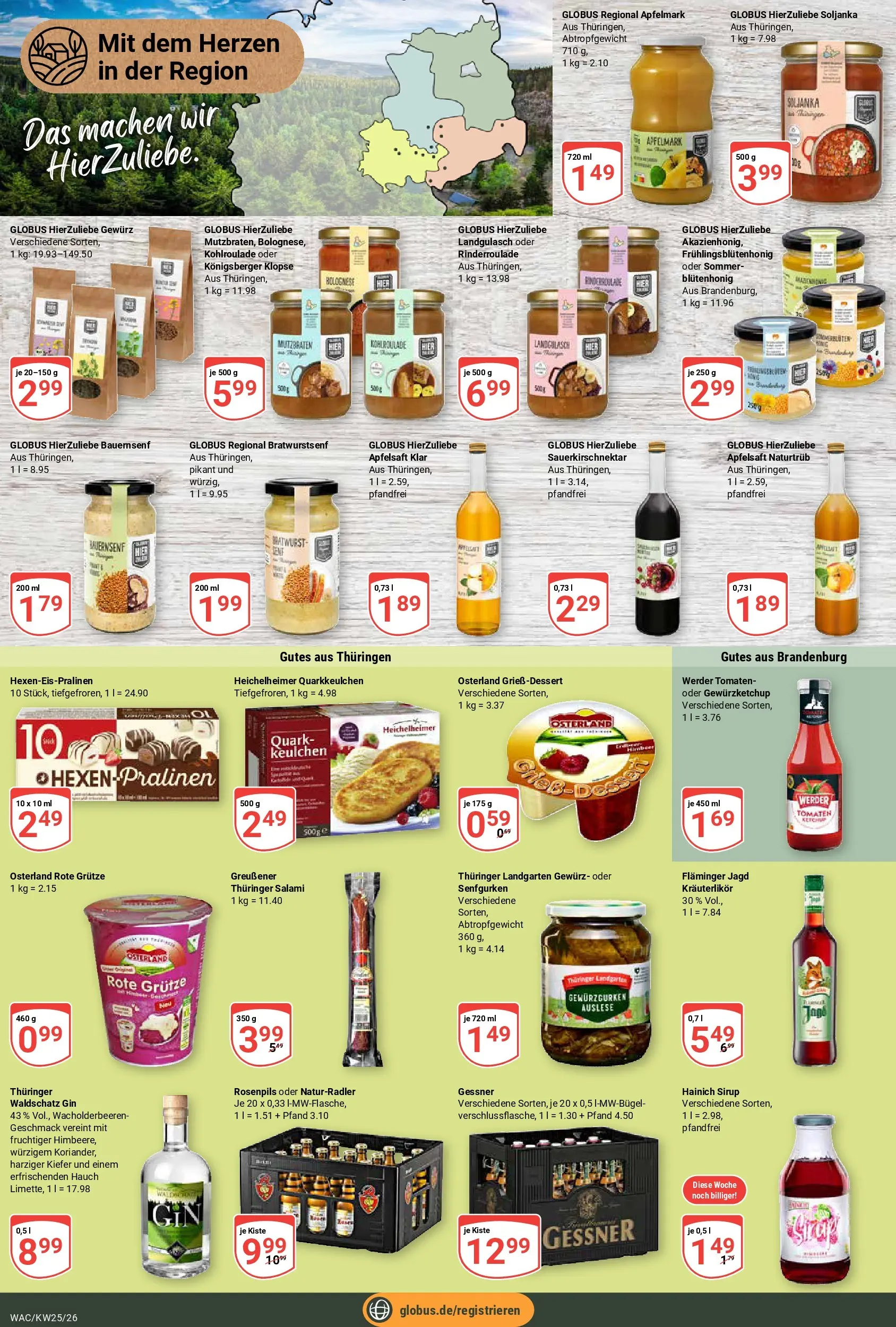 Globus Prospekt Markkleeberg (ab 15.06.2026) » Angebote online | Seite: 14 | Produkte: Bratwurst, Sirup, Apfelsaft, Salami