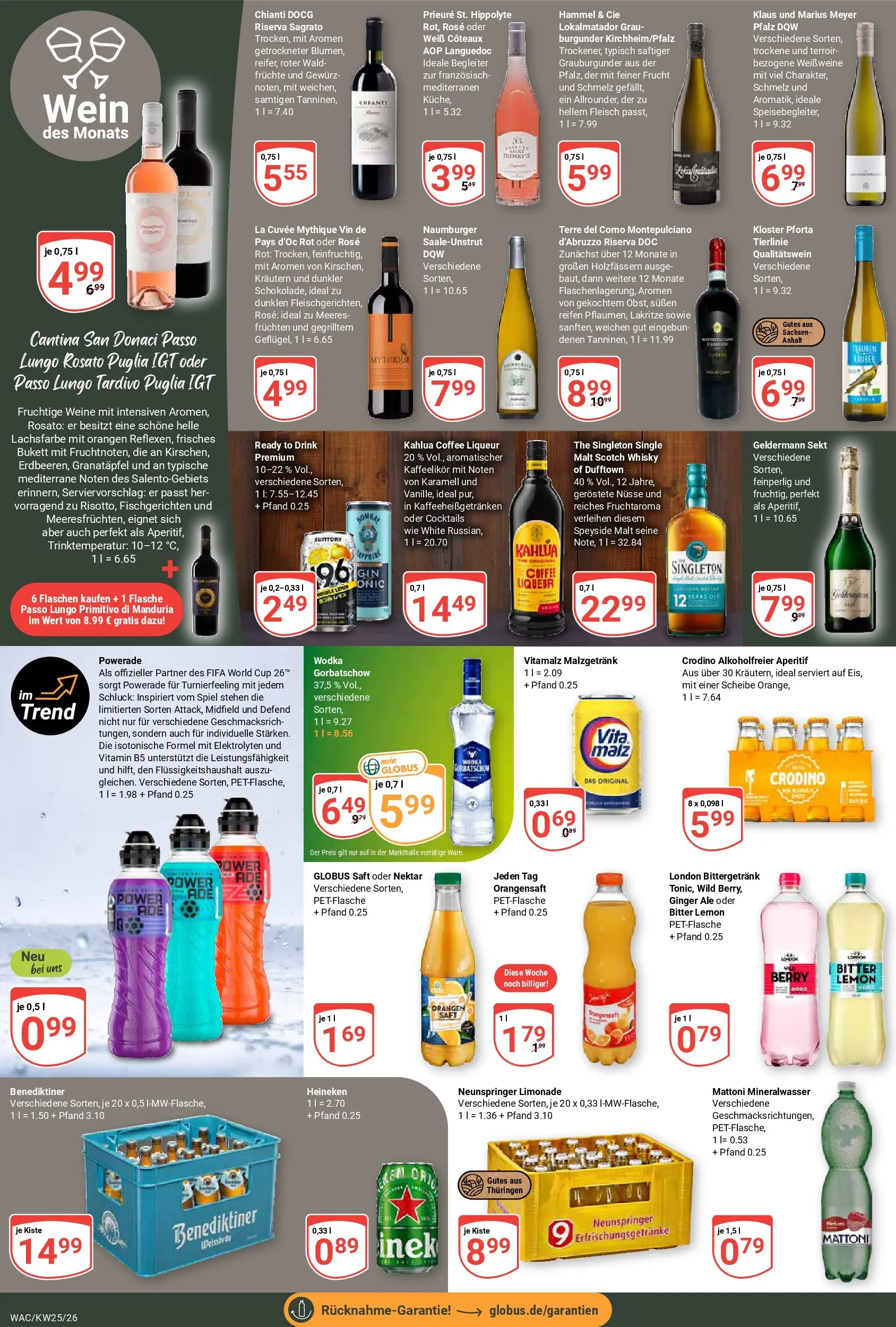 Globus Prospekt Markkleeberg (ab 15.06.2026) » Angebote online | Seite: 18 | Produkte: Orangen, Limonade, Heineken, Powerade
