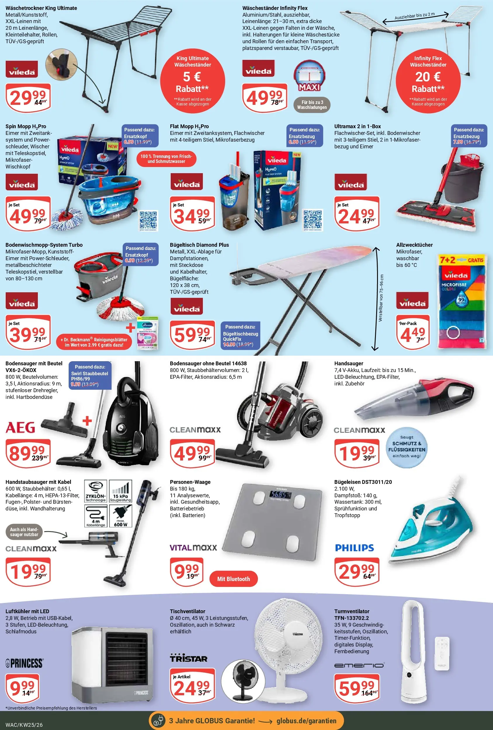 Globus Prospekt Markkleeberg (ab 15.06.2026) » Angebote online | Seite: 25 | Produkte: Kabel, Philips, Bügeleisen, Turmventilator
