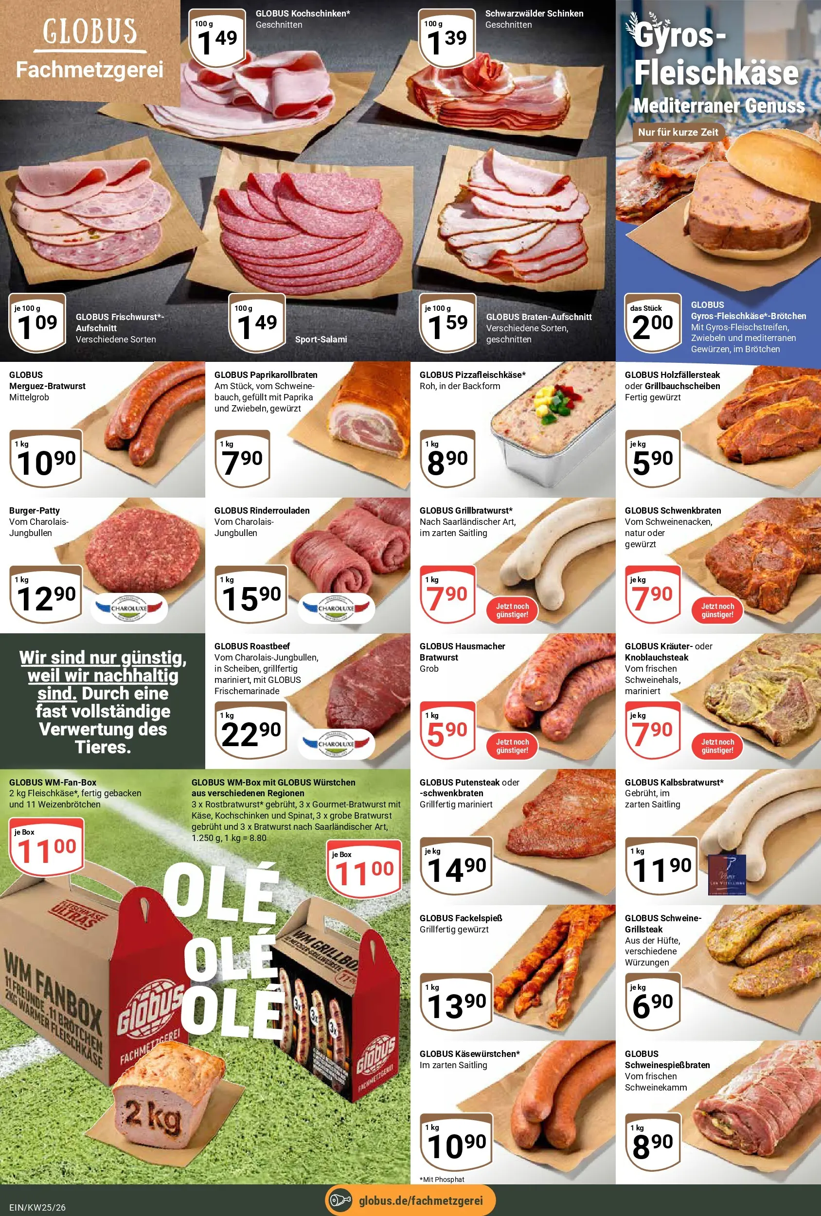 Globus Prospekt Homburg-Einöd (ab 15.06.2026) » Angebote online | Seite: 13 | Produkte: Bratwurst, Zwiebeln, Paprika, Schinken