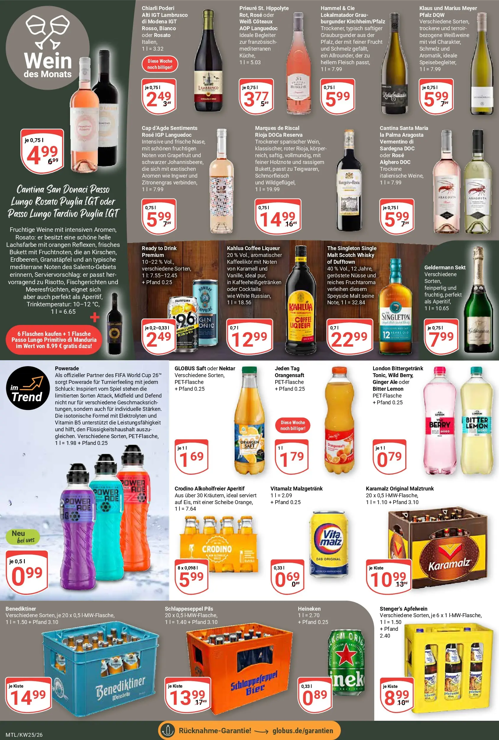 Globus Prospekt Maintal-Dörnigheim (ab 15.06.2026) » Angebote online | Seite: 20 | Produkte: Bier, Heineken, Grapefruit, Saft