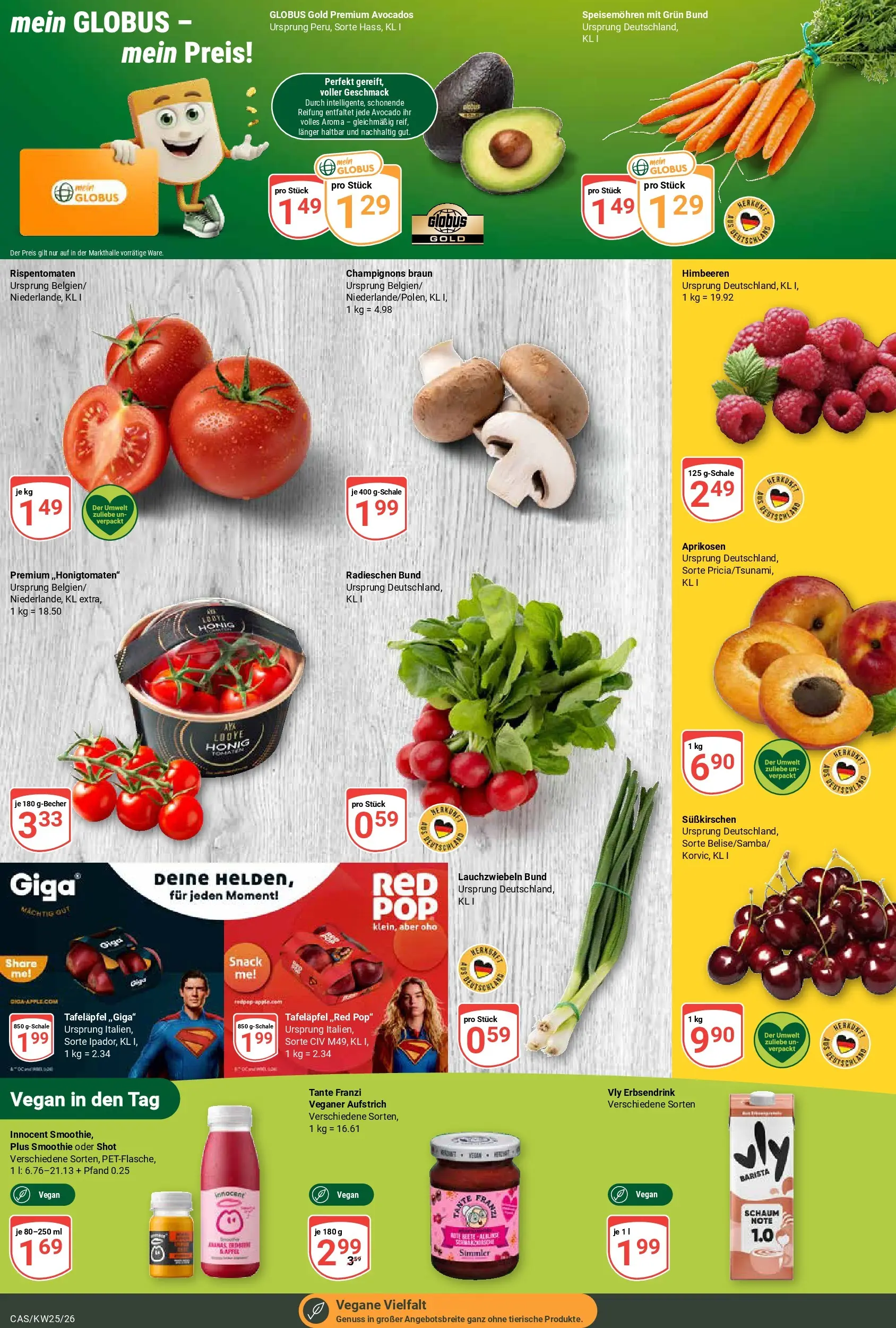 Globus Prospekt Castrop-Rauxel (ab 14.06.2026) » Angebote online | Seite: 4 | Produkte: Himbeeren, Avocado, Champignons