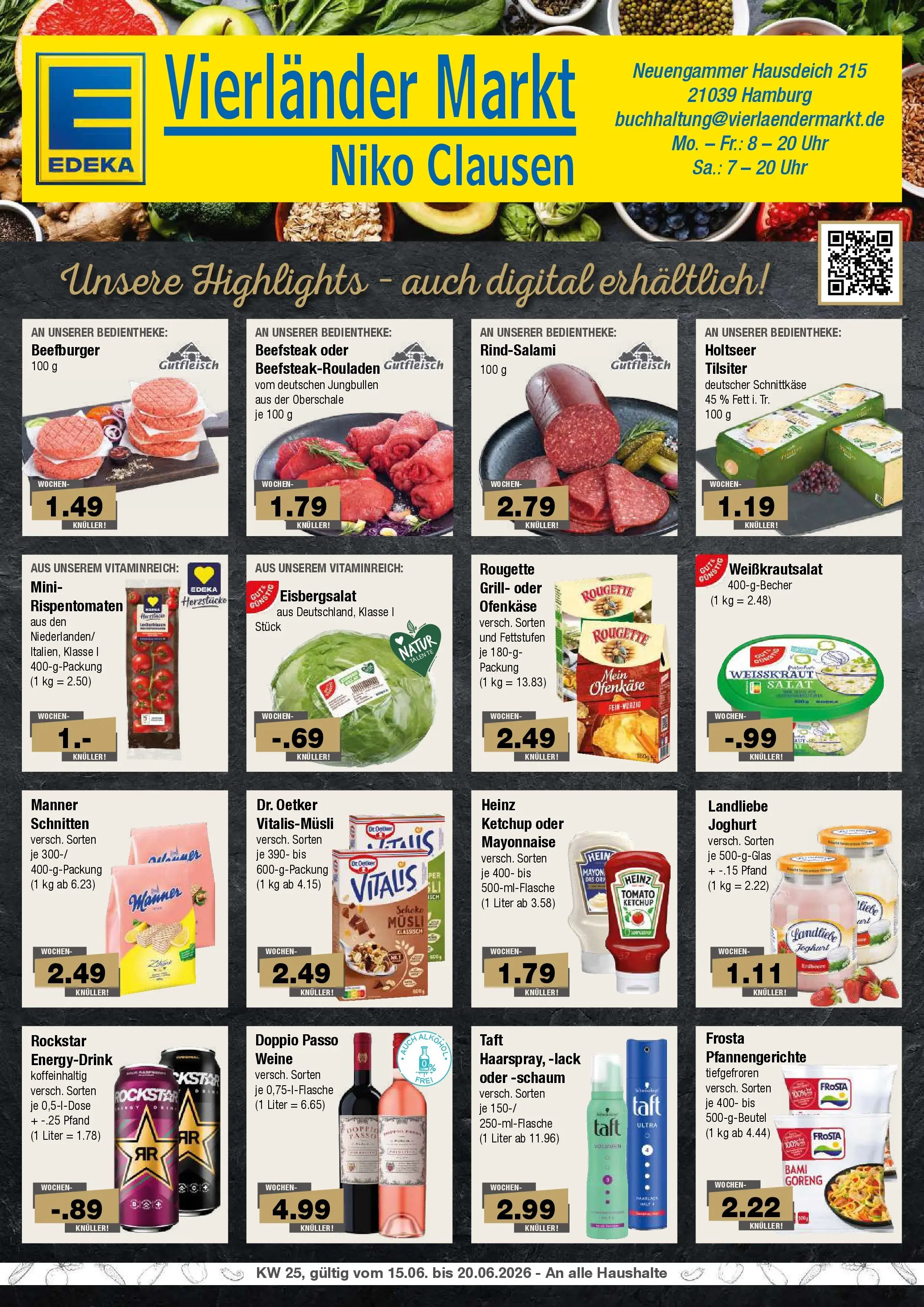 Edeka prospekt Hamburg (ab 14.06.2026) » Angebote Online | Seite: 1 | Produkte: Energy, Rockstar, Doppio Passo, Salami