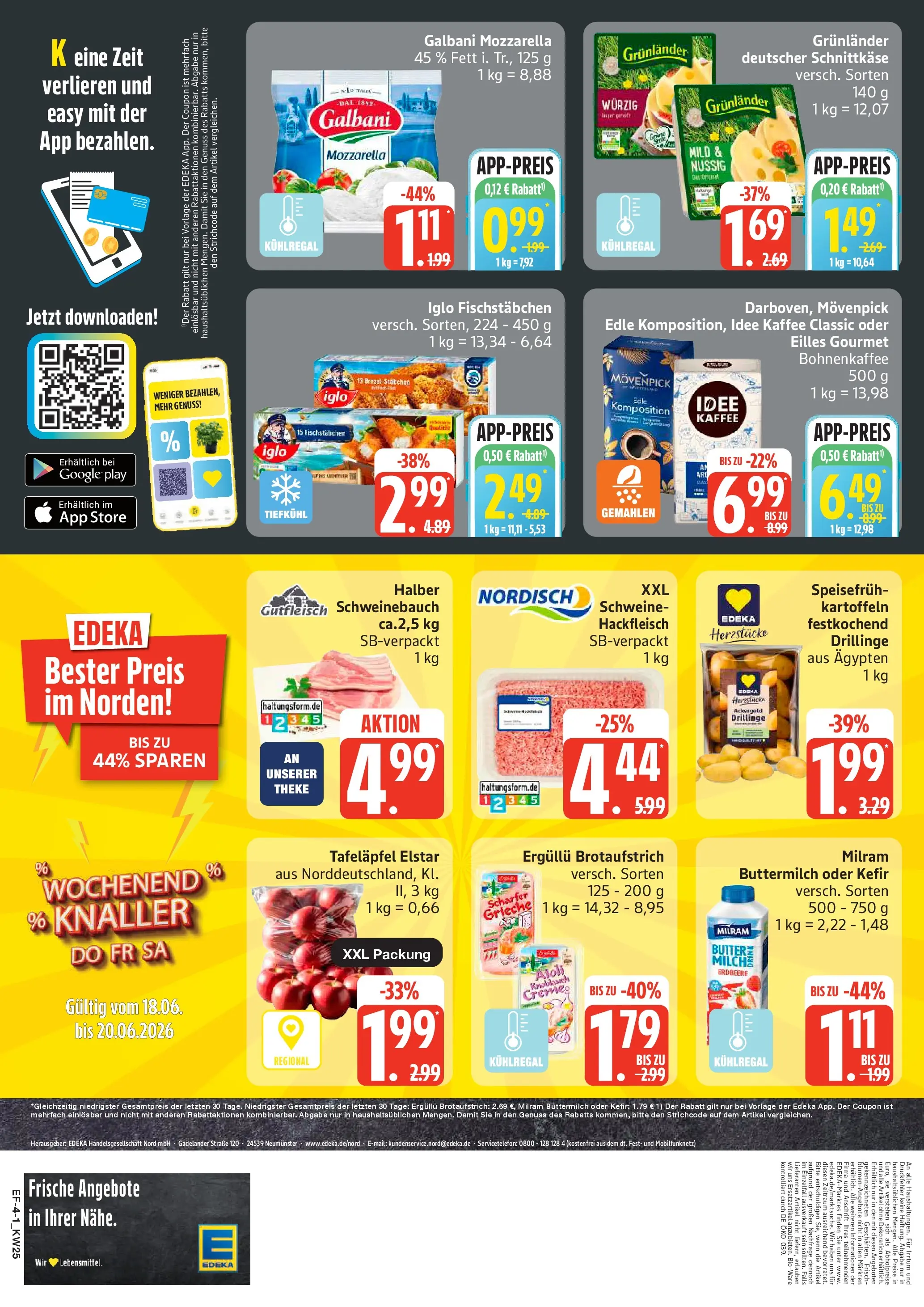 Edeka prospekt Luhnstedt (ab 14.06.2026) » Angebote Online | Seite: 4 | Produkte: Kartoffeln, Fischstabchen, Knoblauch, Hackfleisch