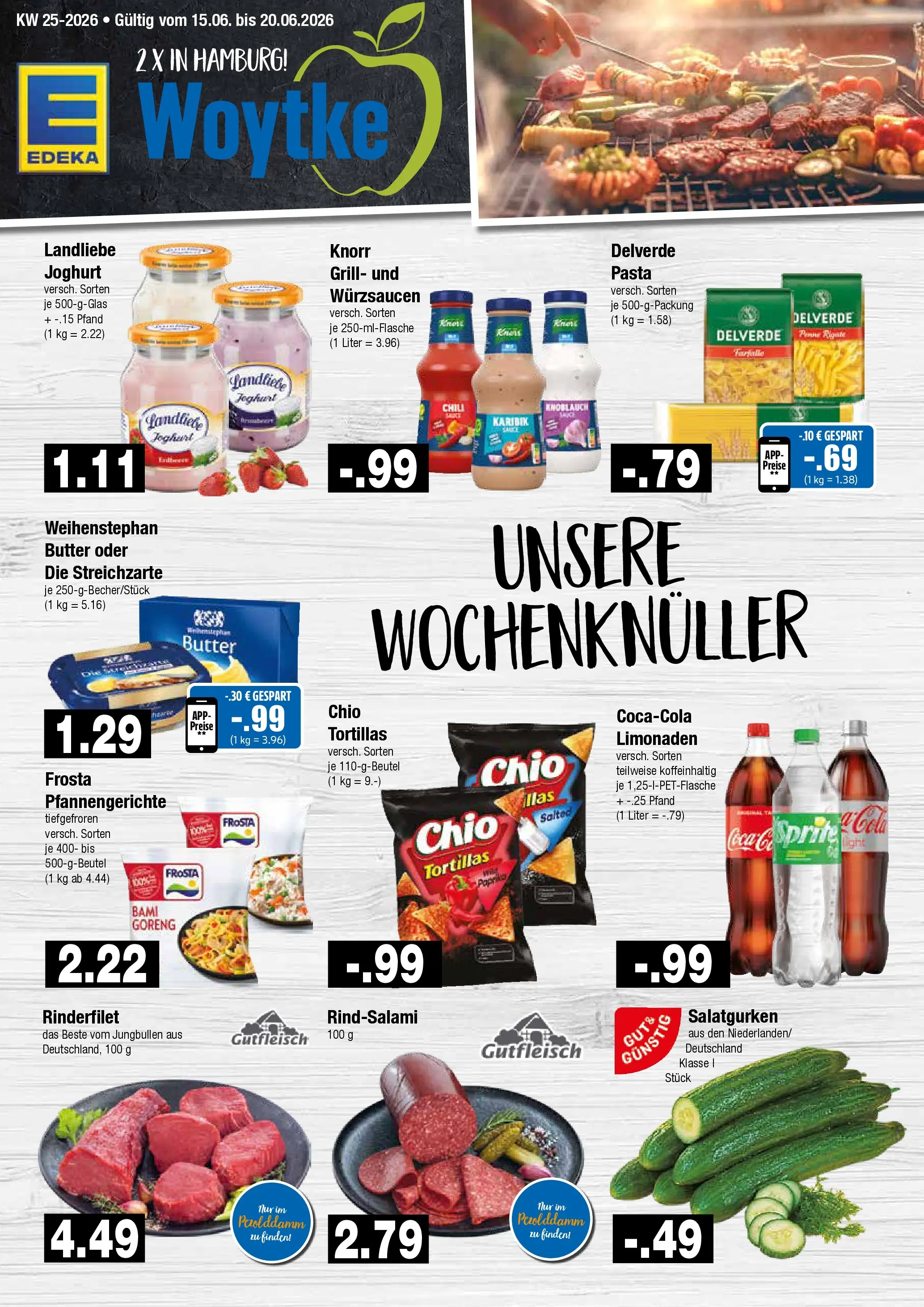 Edeka prospekt Hamburg (ab 14.06.2026) » Angebote Online | Seite: 1 | Produkte: Cola, Rinderfilet, Pasta, Rindfleisch