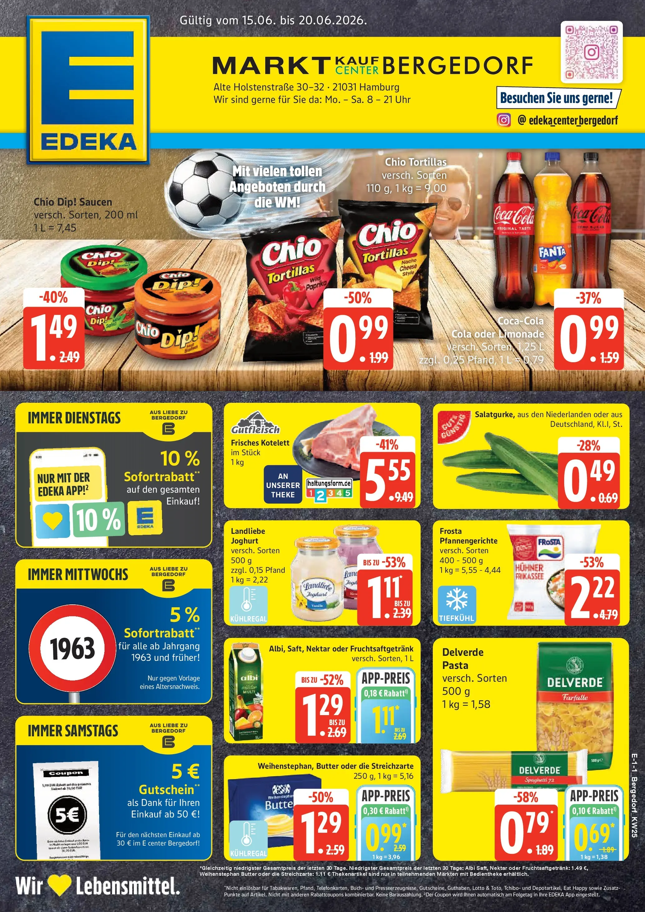 Edeka Prospekt Hamburg (ab 14.06.2026) » Angebote Online | Seite: 1 | Produkte: Fanta, Cola, Weihenstephan butter, Frosta