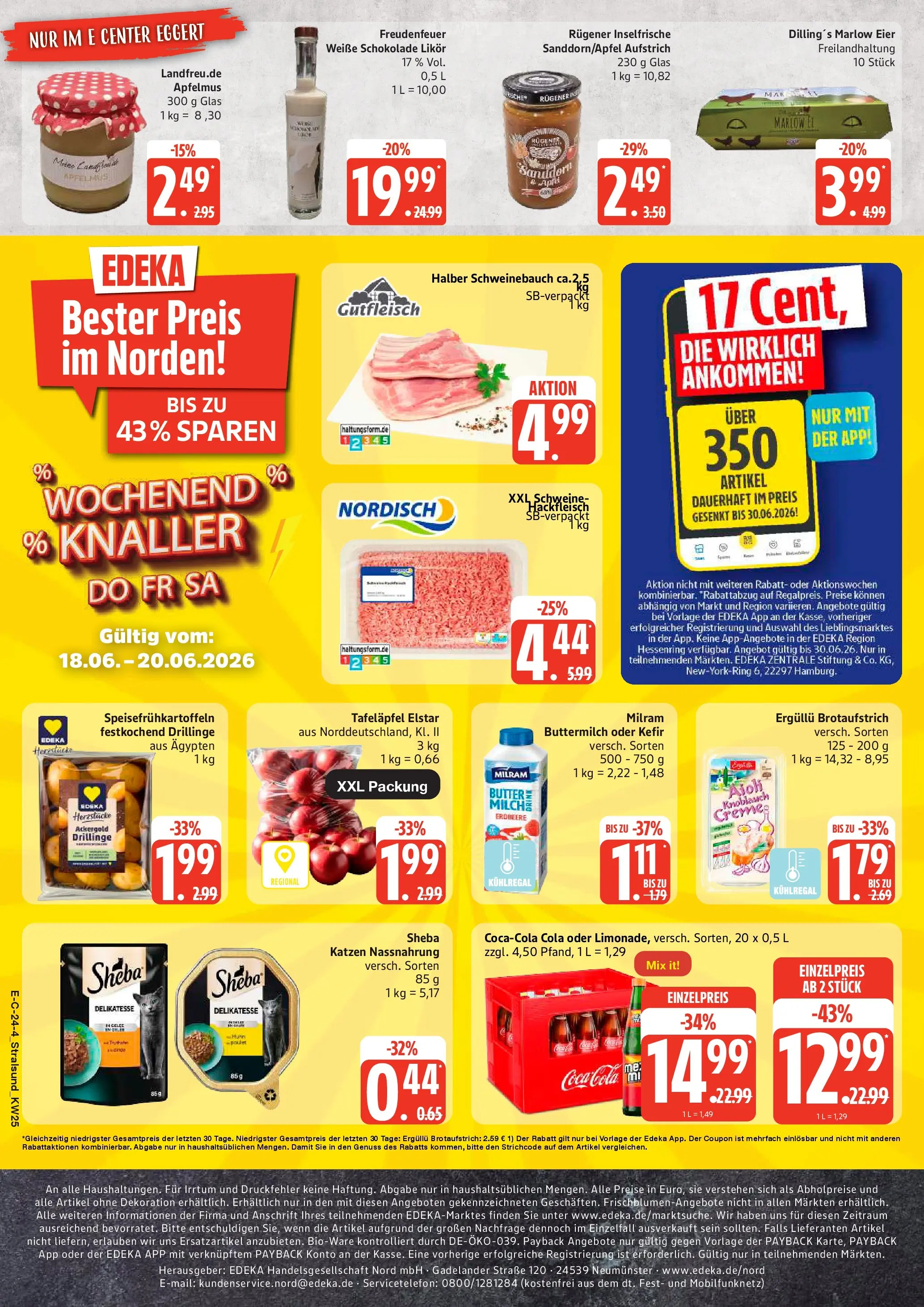 Edeka Prospekt Stralsund (ab 14.06.2026) » Angebote Online | Seite: 24 | Produkte: Buttermilch, Eier, Schweinebauch, Hackfleisch
