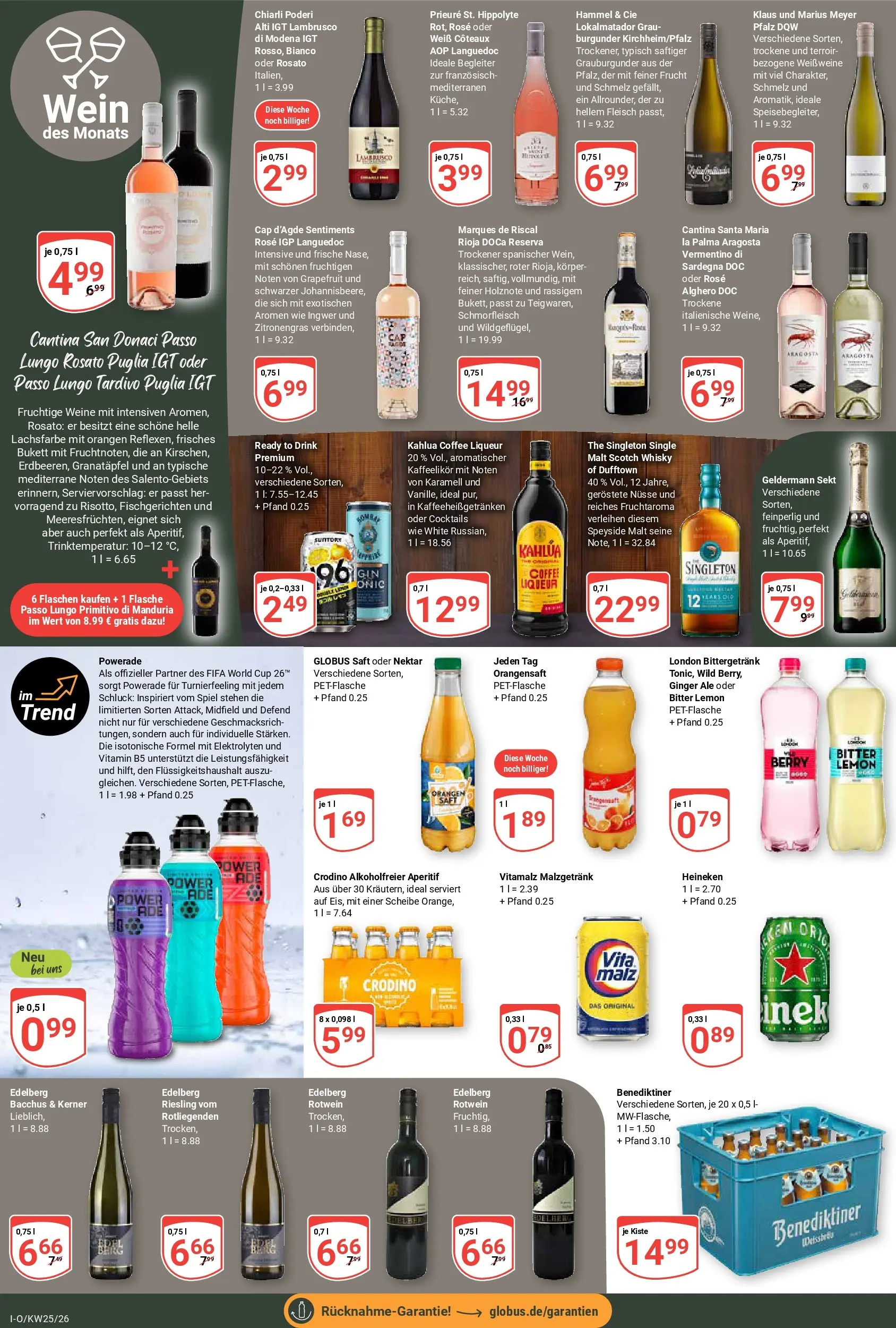 Globus Prospekt Idar-Oberstein (ab 15.06.2026) » Angebote online | Seite: 21 | Produkte: Zitronengras, Powerade, Saft, Wein