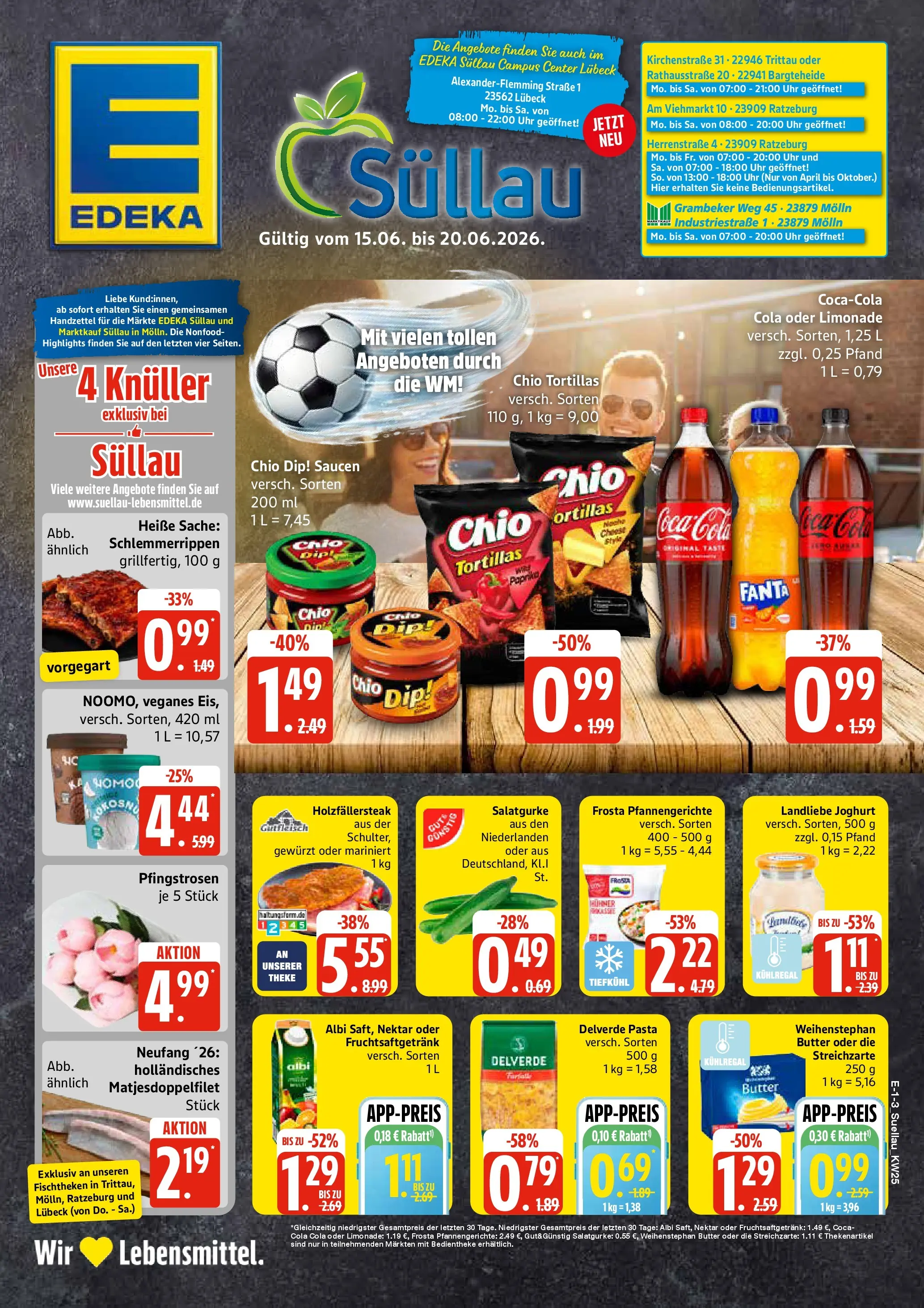 Edeka prospekt Lübeck (ab 14.06.2026) » Angebote Online | Seite: 1 | Produkte: Cola, Limonade, Frosta, Eis