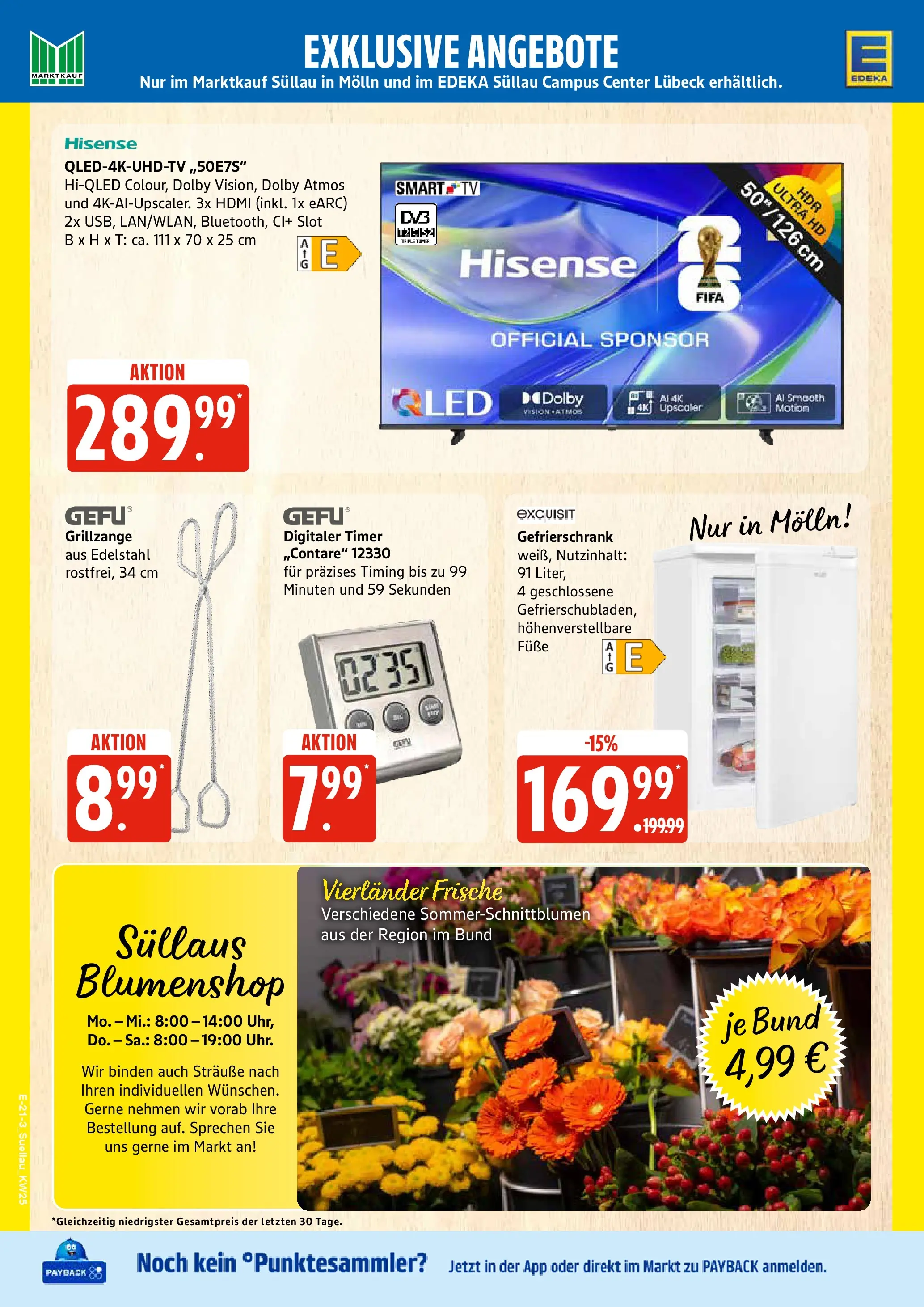 Edeka prospekt Lübeck (ab 14.06.2026) » Angebote Online | Seite: 30 | Produkte: Hisense, Gefrierschrank, Grill, TV