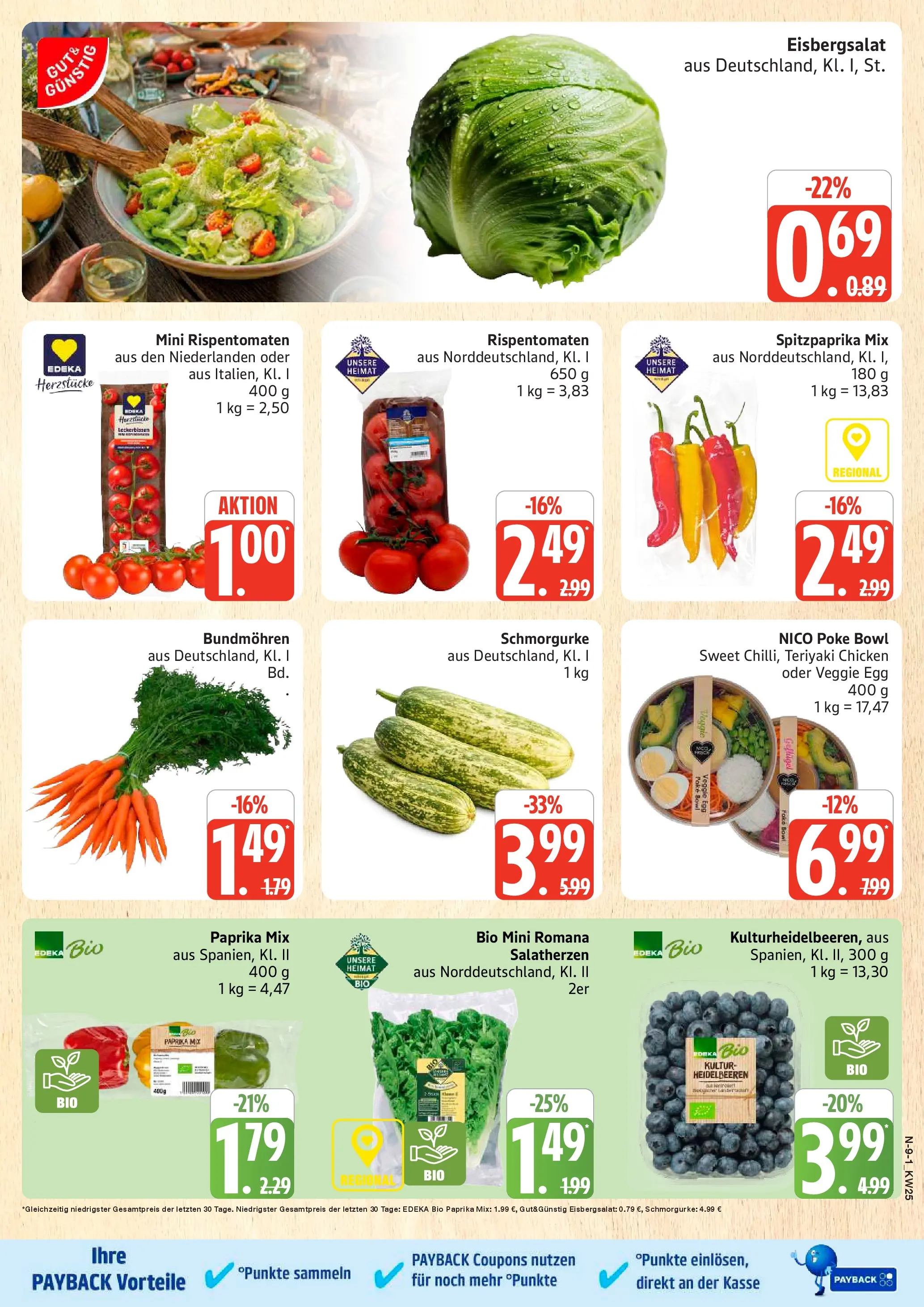 Marktkauf Prospekt Cuxhaven (ab 14.06.2026) » Angebote online | Seite: 9 | Produkte: Eisbergsalat, Heidelbeeren, Paprika