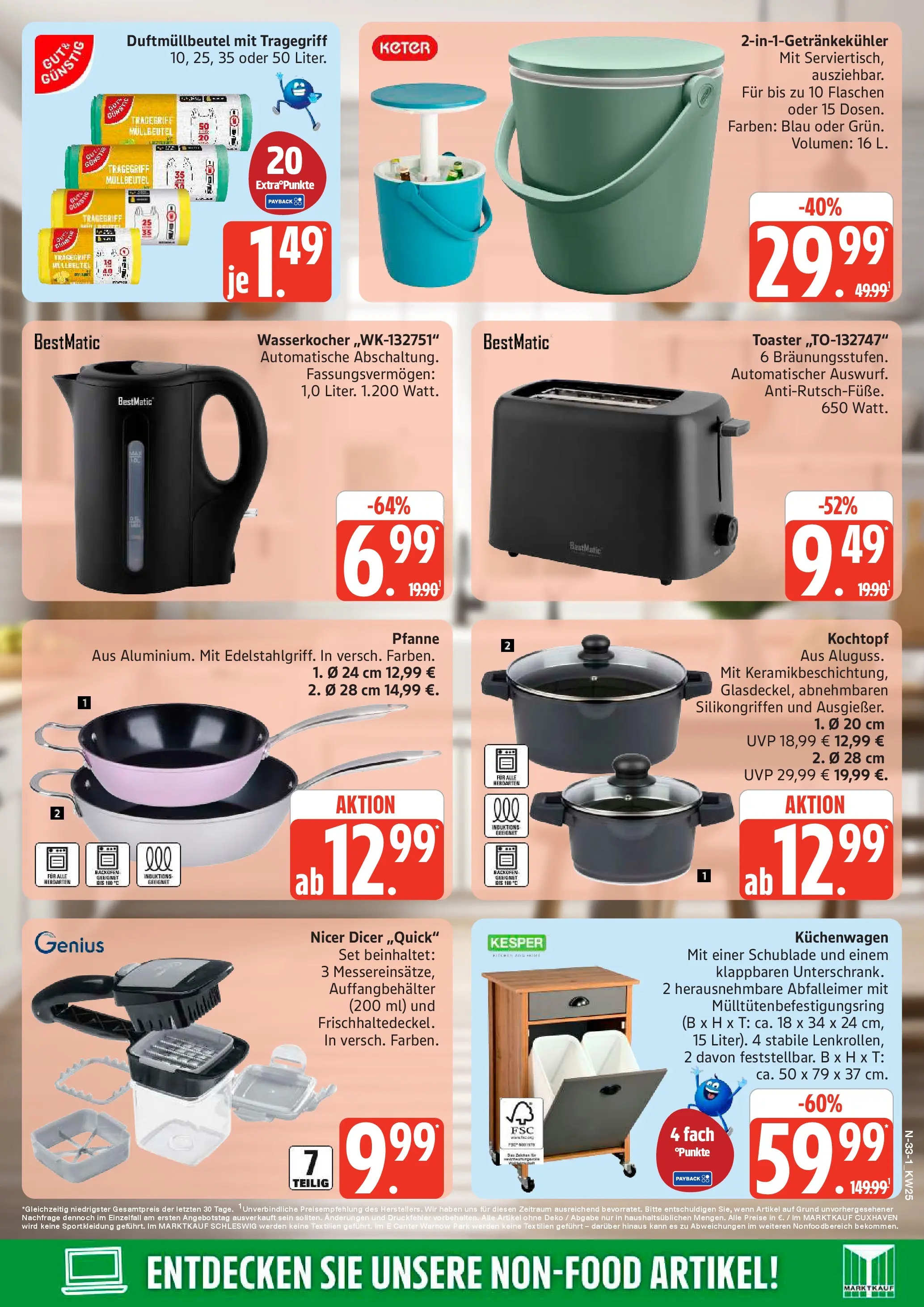 Marktkauf Prospekt Neuenkirchen (ab 14.06.2026) » Angebote online | Seite: 33 | Produkte: Wasserkocher, Toaster, Abfalleimer, Backofen