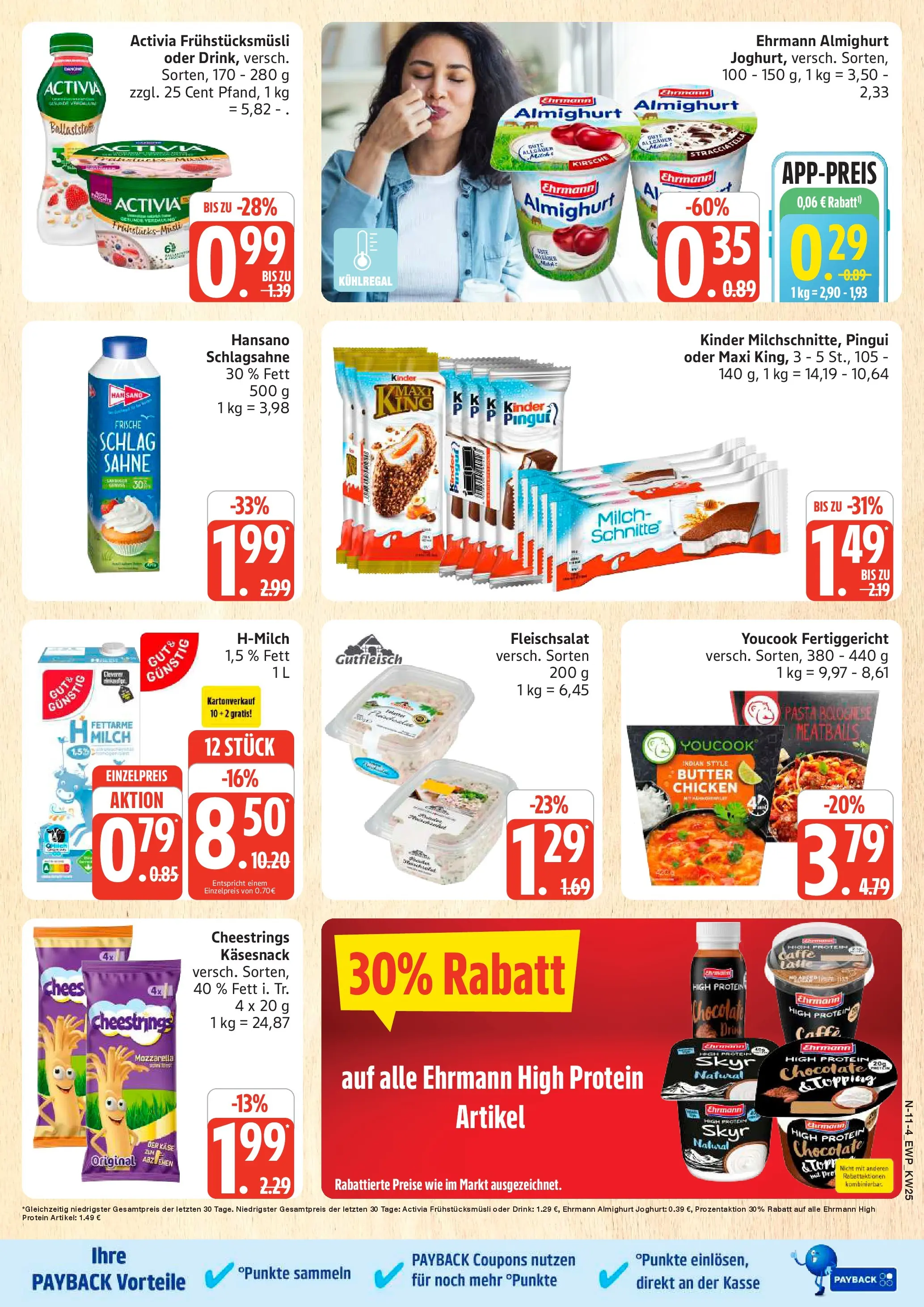 Edeka Prospekt Rostock (ab 14.06.2026) » Angebote Online | Seite: 11 | Produkte: Activia, Milch, Butter, Sahne