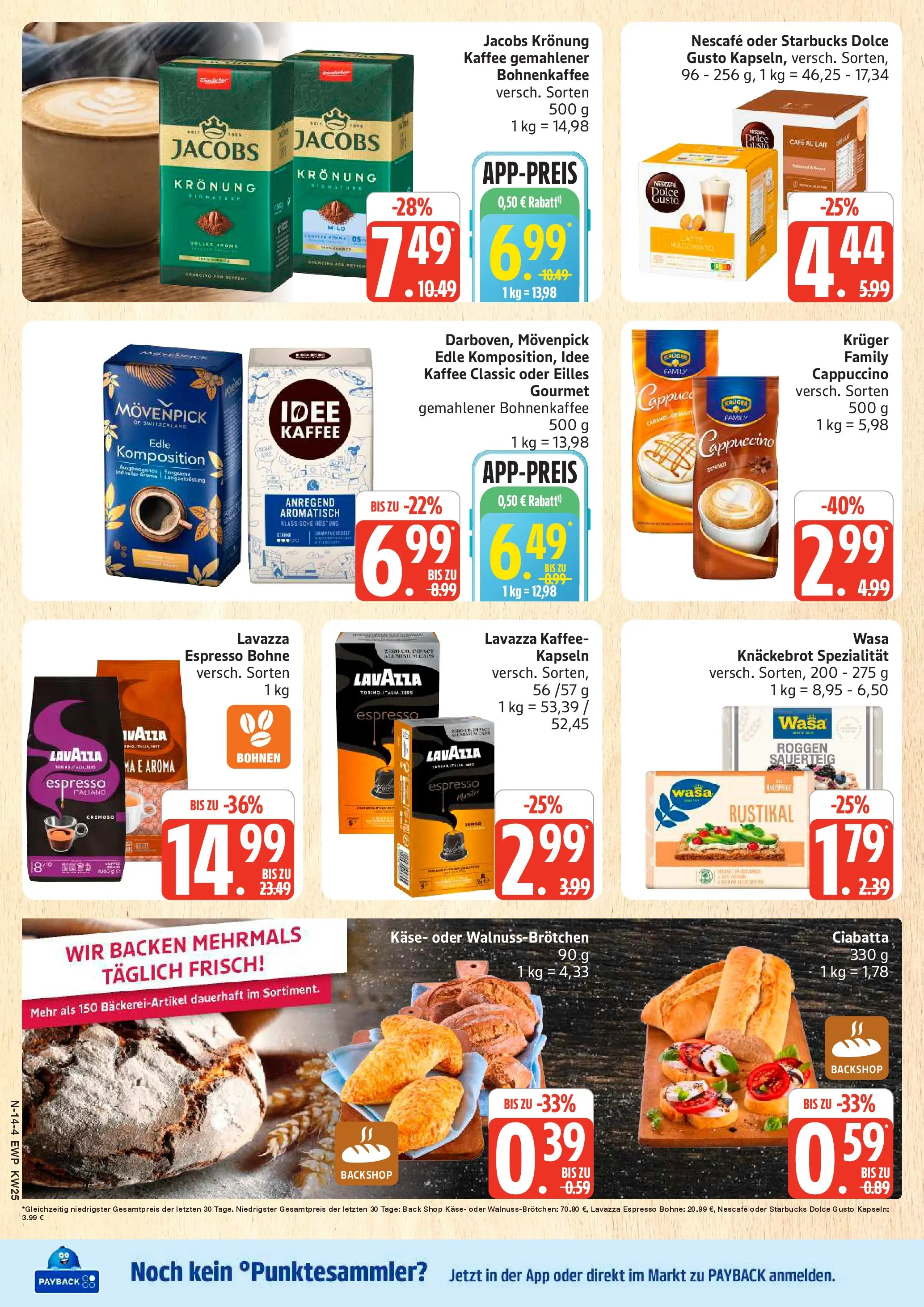 Edeka Prospekt Rostock (ab 14.06.2026) » Angebote Online | Seite: 14 | Produkte: Nescafe, Käse, Starbucks, Dolce Gusto kapseln