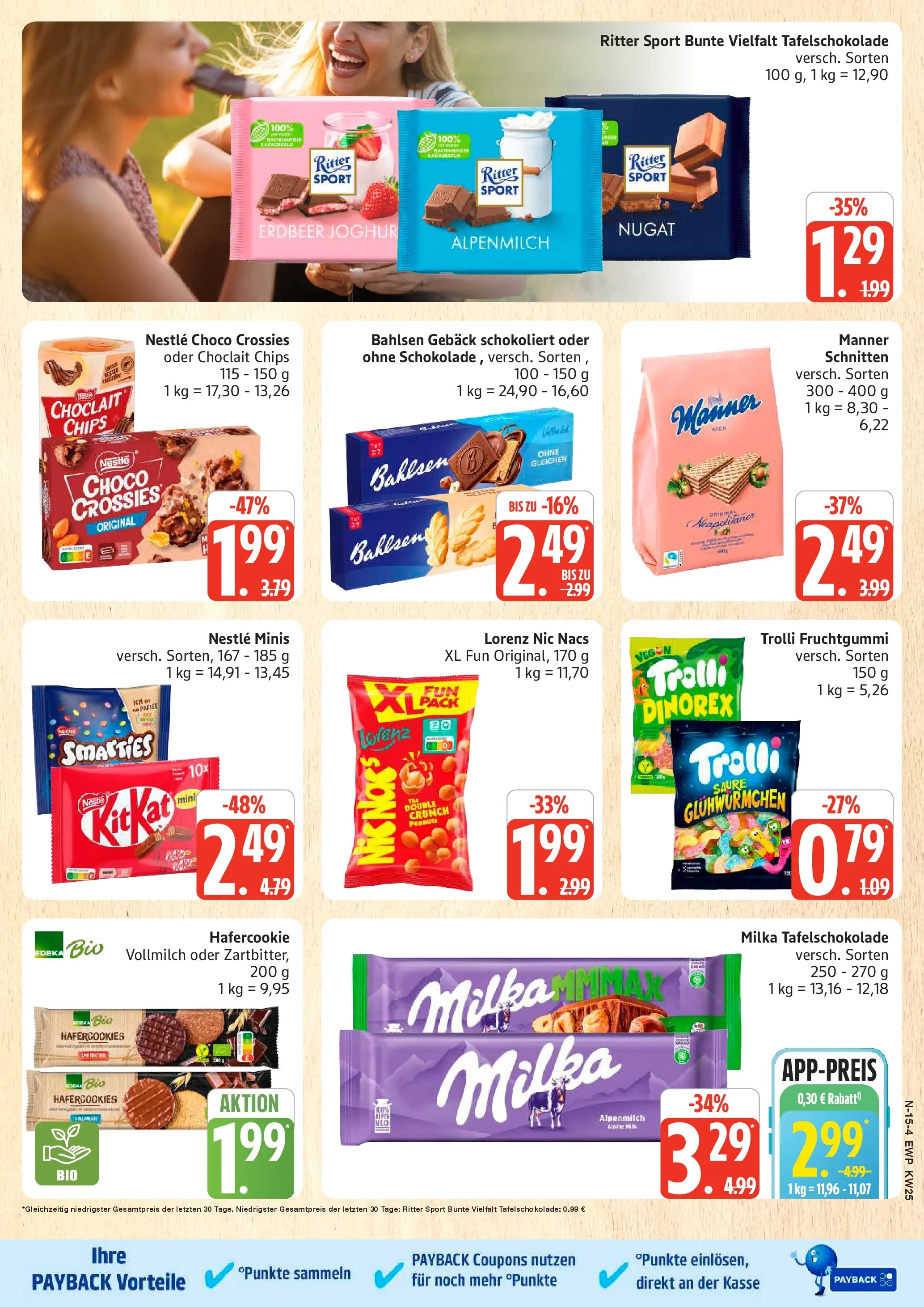 Edeka Prospekt Rostock (ab 14.06.2026) » Angebote Online | Seite: 15 | Produkte: Ritter sport, Smarties, Milka, Chips