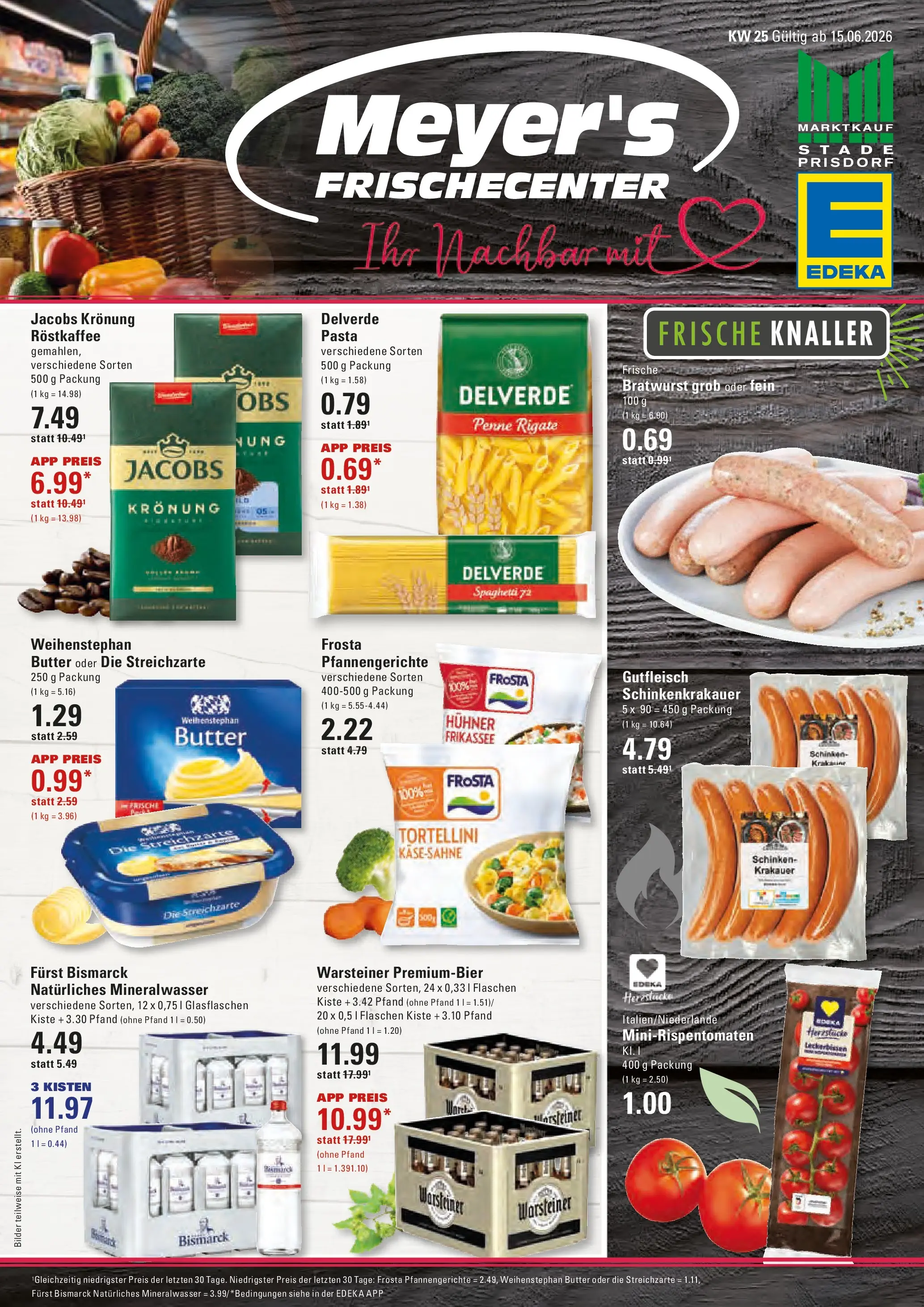 Edeka prospekt Stade (ab 14.06.2026) » Angebote Online | Seite: 1 | Produkte: Butter, Tomaten, Warsteiner, Pasta