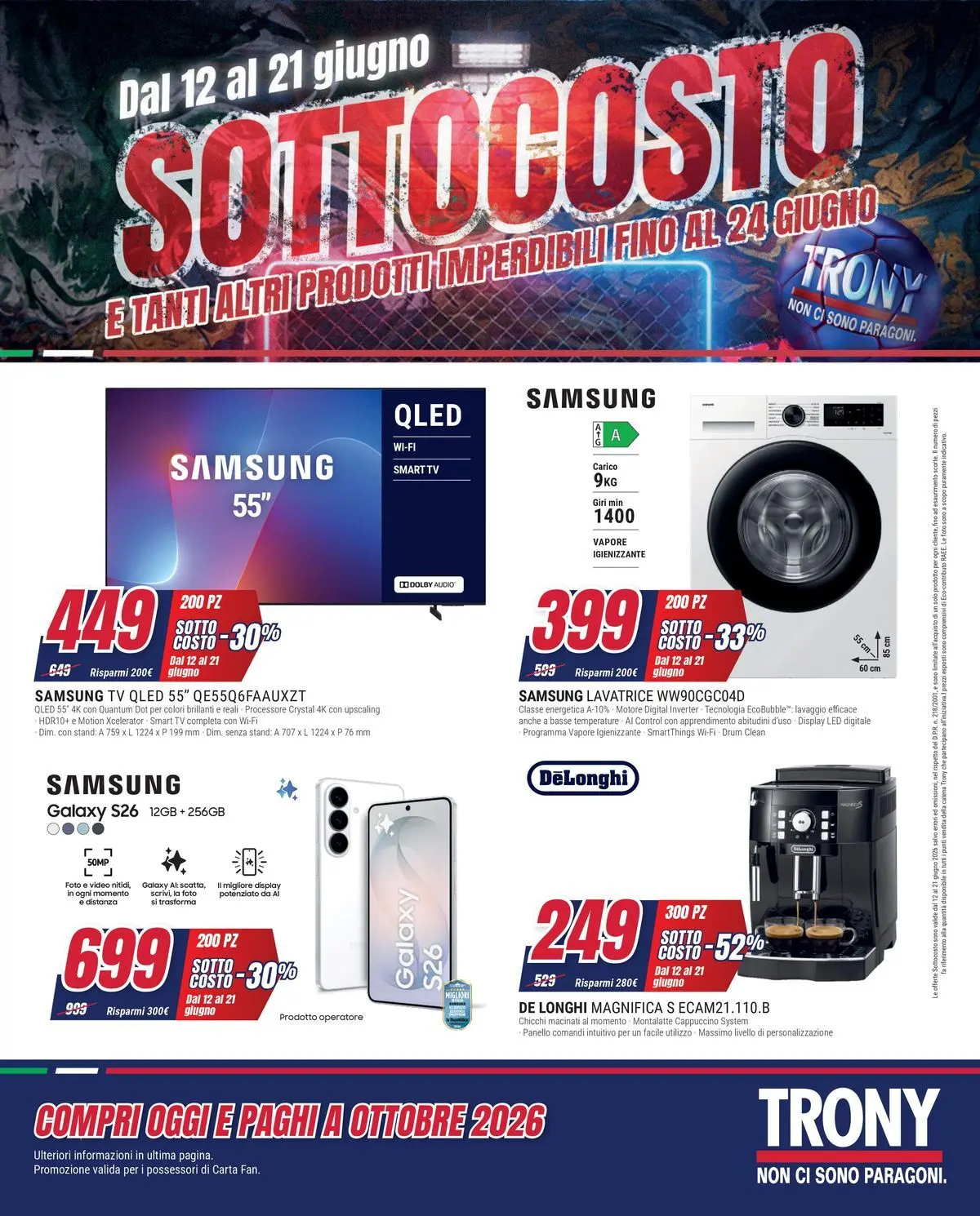 ﻿Trony volantino dal ﻿11/06/2026﻿ > ﻿Anteprima | Pagina: 1 | Prodotti: smart TV, Lavatrice, TV, Samsung