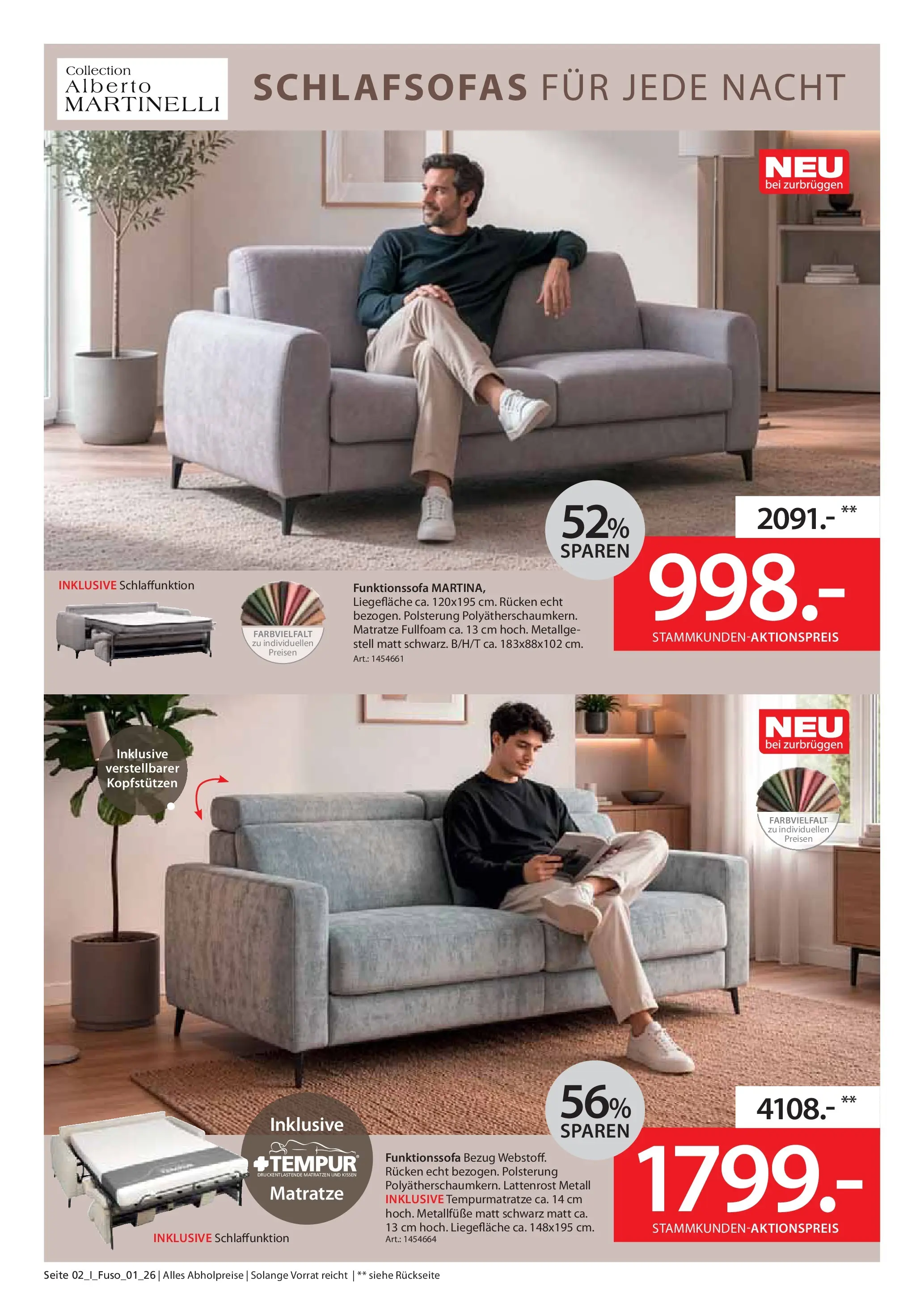Zurbrüggen Schlafsofa Spezial (ab 10.06.2026) zum Blättern | Seite: 2 | Produkte: Matratze, Lattenrost