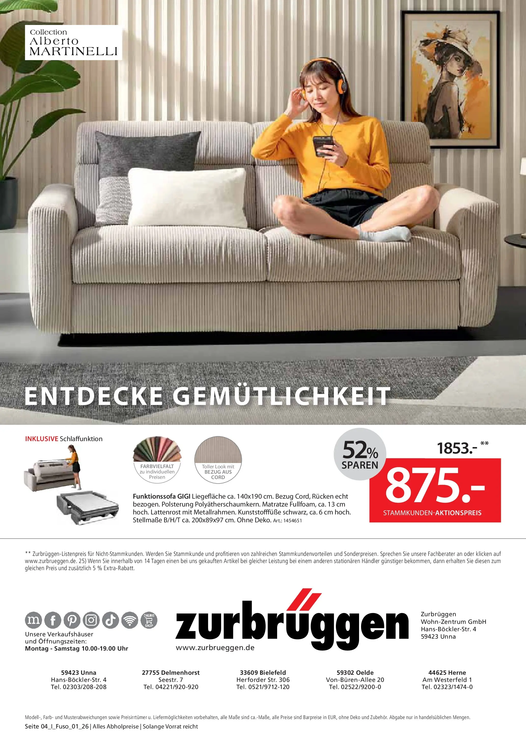 Zurbrüggen Schlafsofa Spezial (ab 10.06.2026) zum Blättern | Seite: 4 | Produkte: Matratze, Lattenrost, Uhr