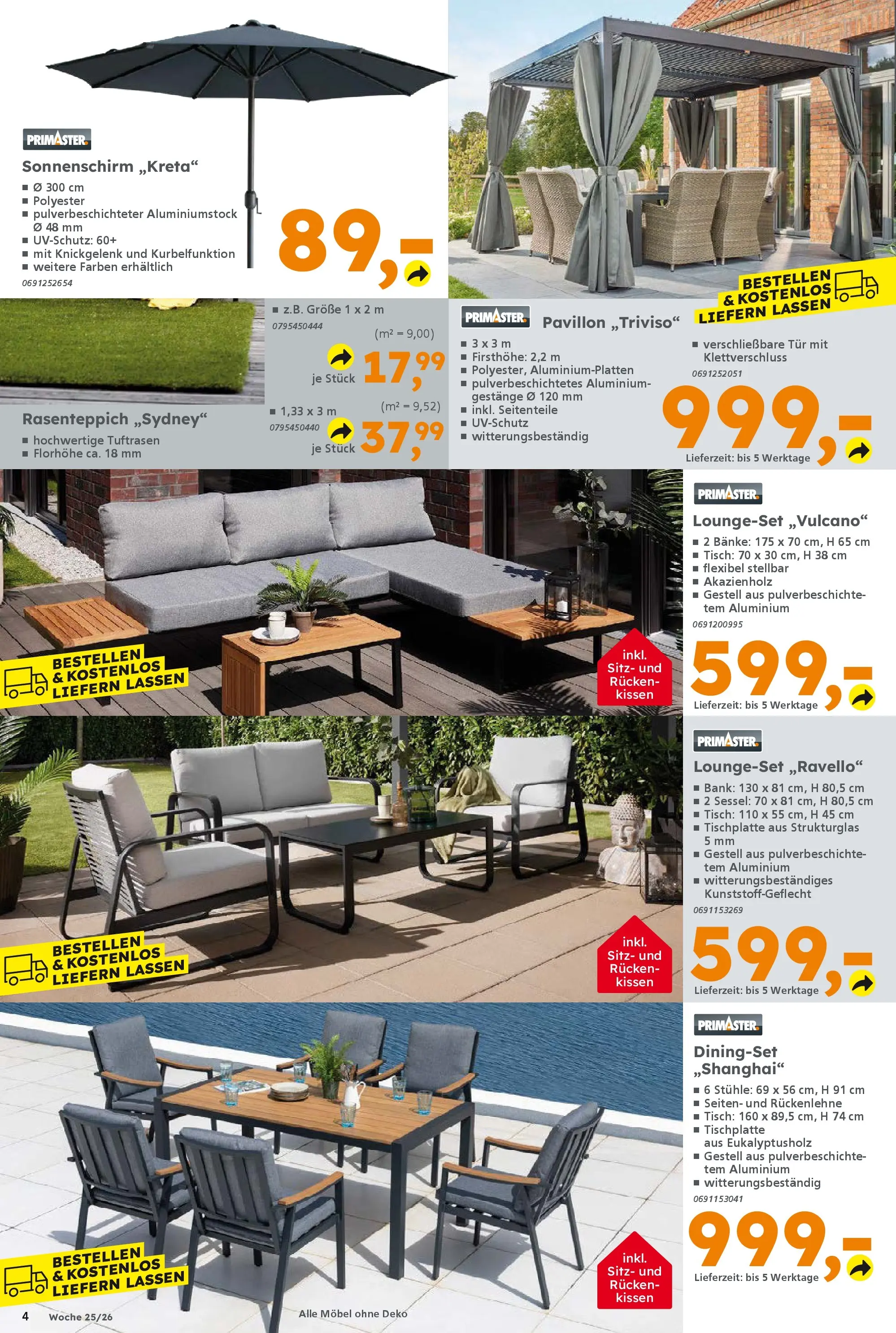 Globus Baumarkt Prospekt Ilmenau (ab 14.06.2026) zum Blättern | Seite: 4 | Produkte: Kissen, Sessel, Tisch, Tür