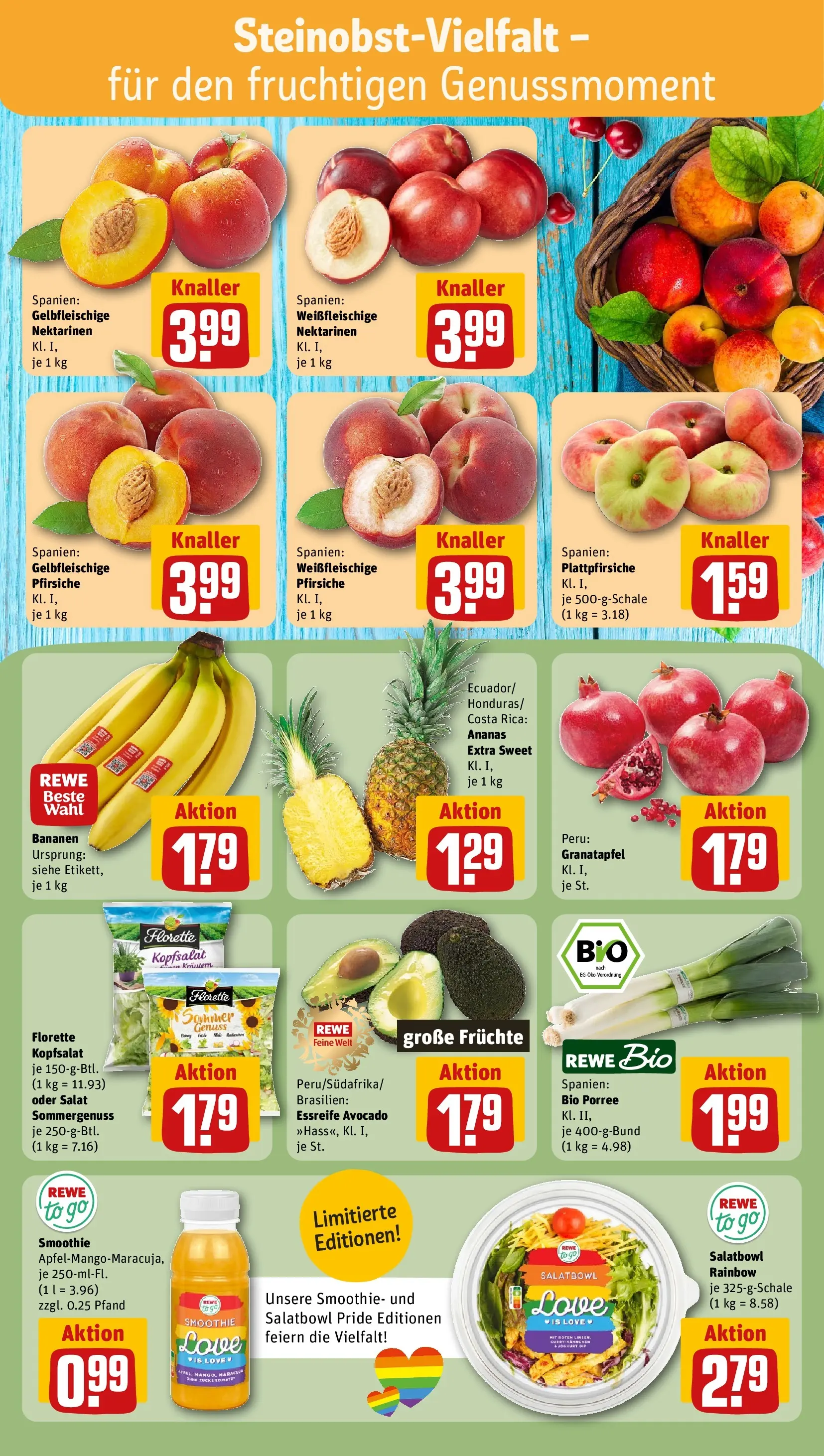 REWE Prospekt ab 08.06.2026 zum Blättern » Angebote | Seite: 6 | Produkte: Granatapfel, Ananas, Avocado, Salat