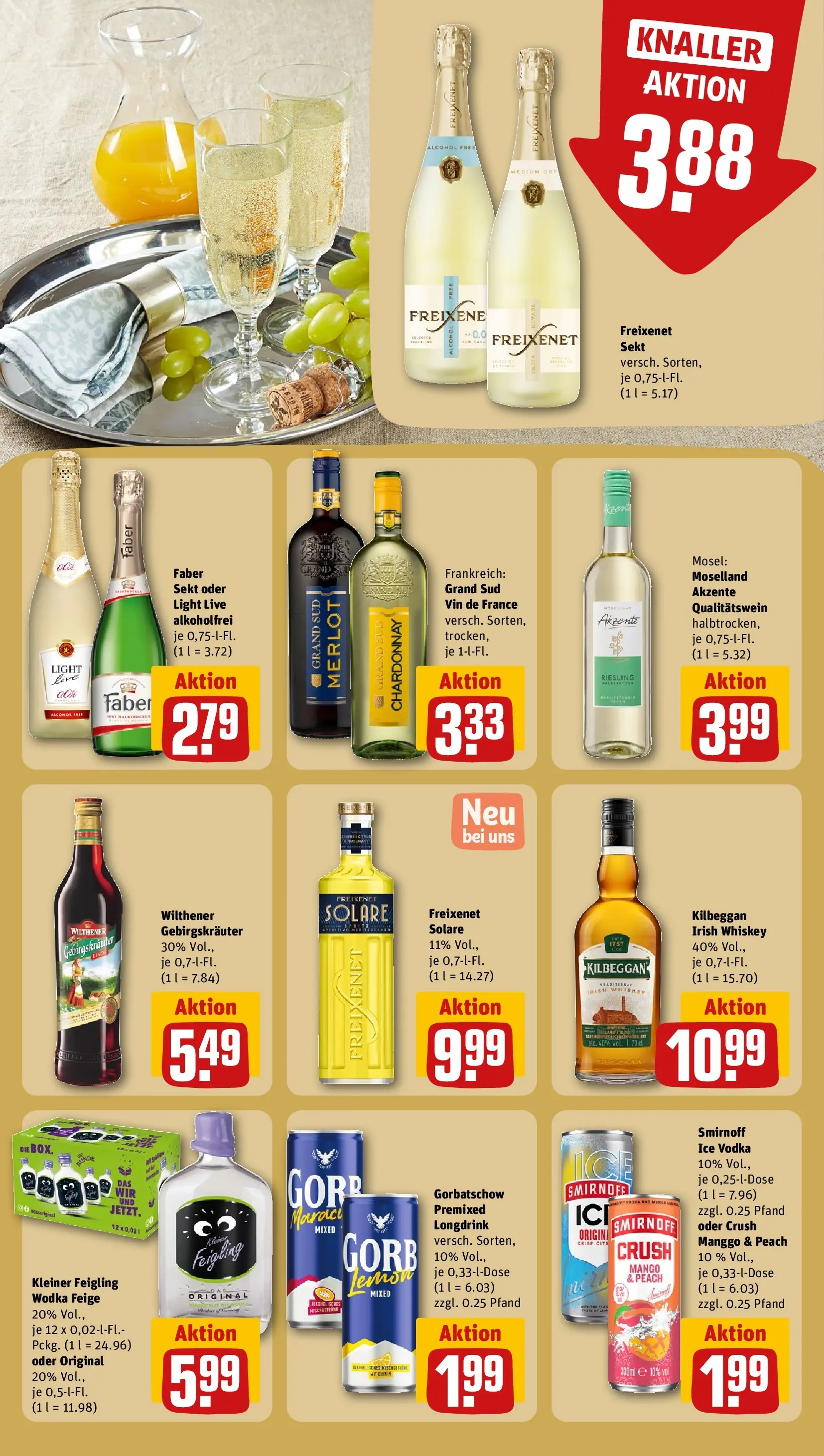 REWE Prospekt ab 08.06.2026 zum Blättern » Angebote | Seite: 20 | Produkte: Kleiner feigling, Smirnoff, Grand sud, Wodka
